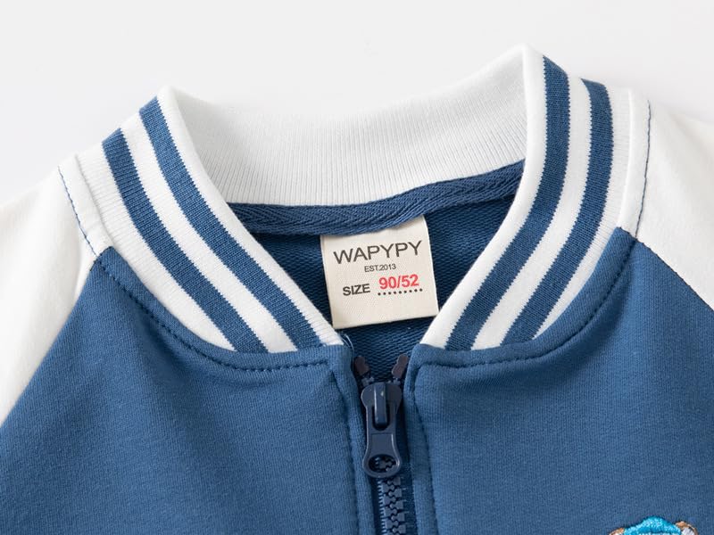 Meufam Toddler Baby Boys Bomber Jackets Casual Color Block Long Sleeve Varsity Jackte Zip Up Letter Print Baseball Jacket3