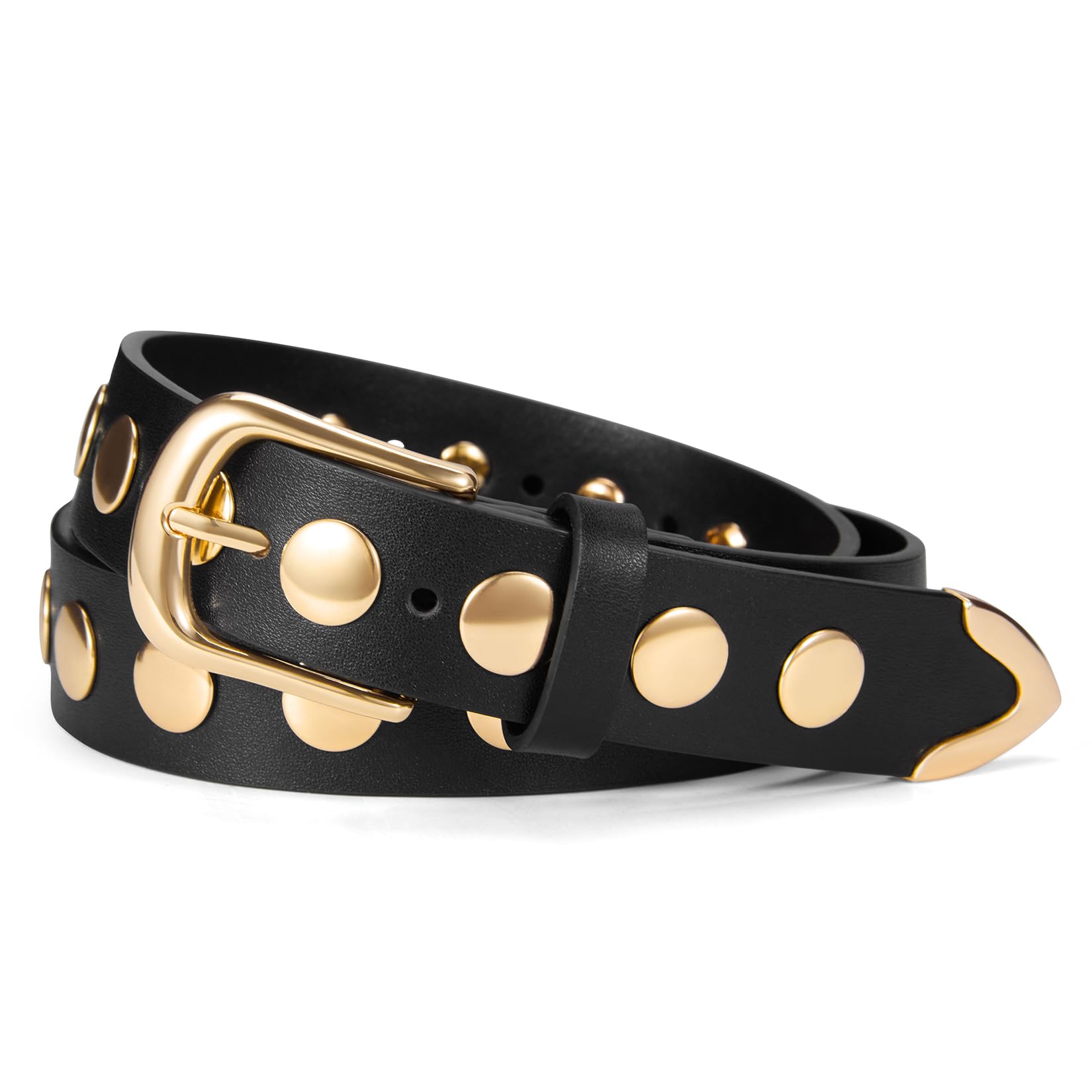 VATAN Women Leather Belt for Jeans Dresses Pants Fashion Ladies Casual Waist Belt with Gold Buckle