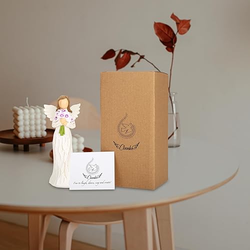 Miniatura 9 de Figura de ángel guardián escultura de ángel rezante tallada a mano regalos alentadores regalos de decoración del hogar expresión de amor esperanza