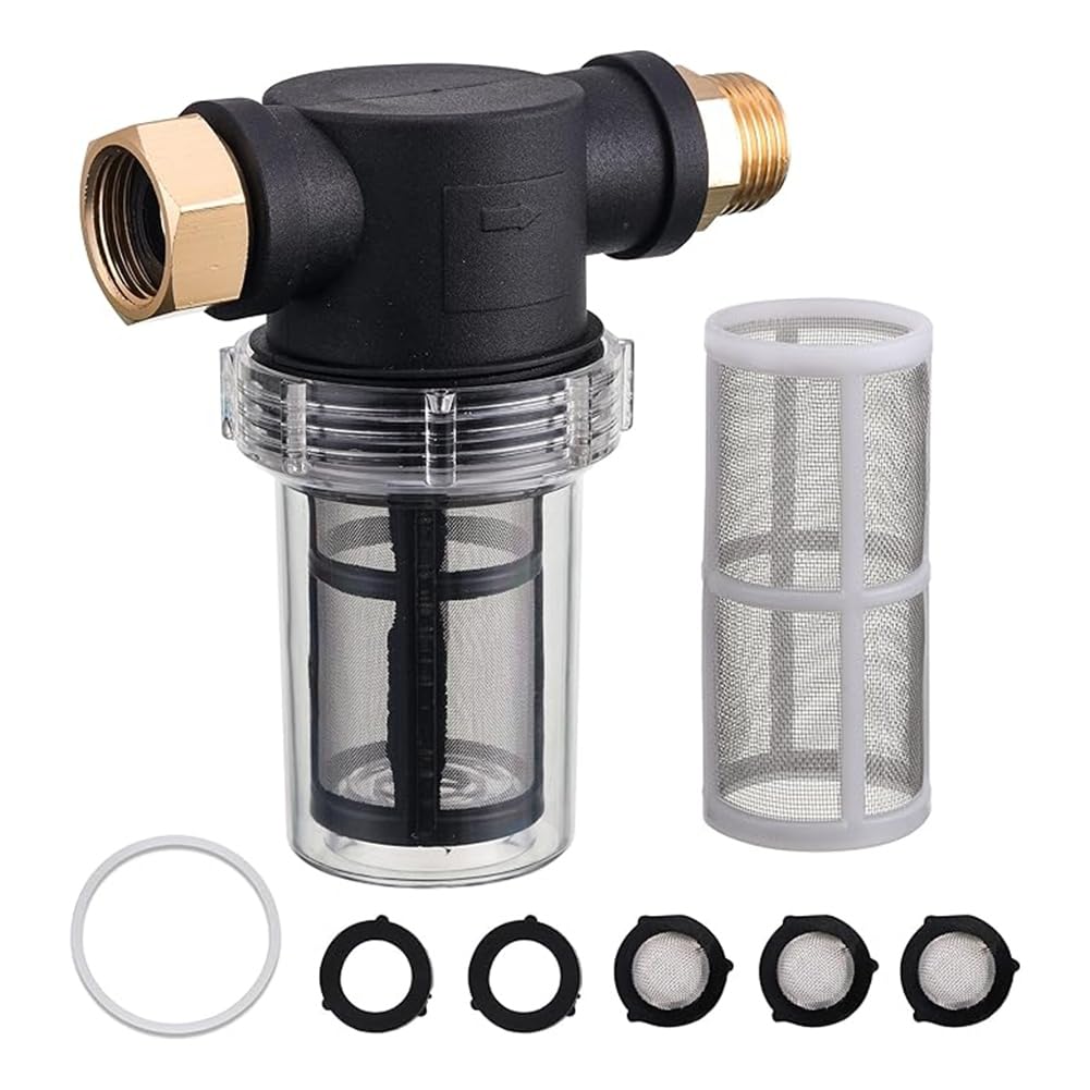 UDSKNV[KSL Garden Hose Filter with 40 Mesh and 100 Mesh Screen, Sediment Filter Attachment for Pressure Washer Inlet Water