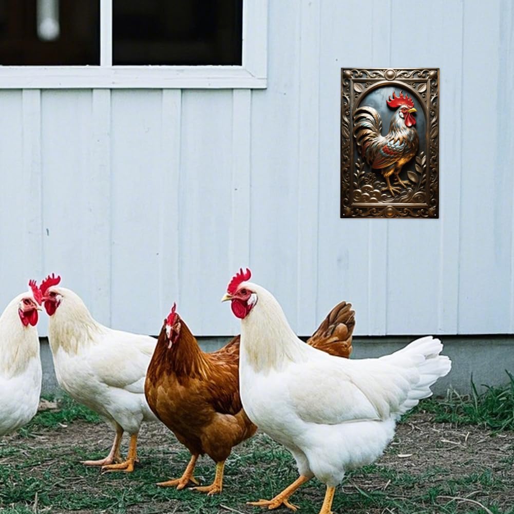 WADORN Plaque Métallique En Forme De Poulet à Effet Visuel 3D