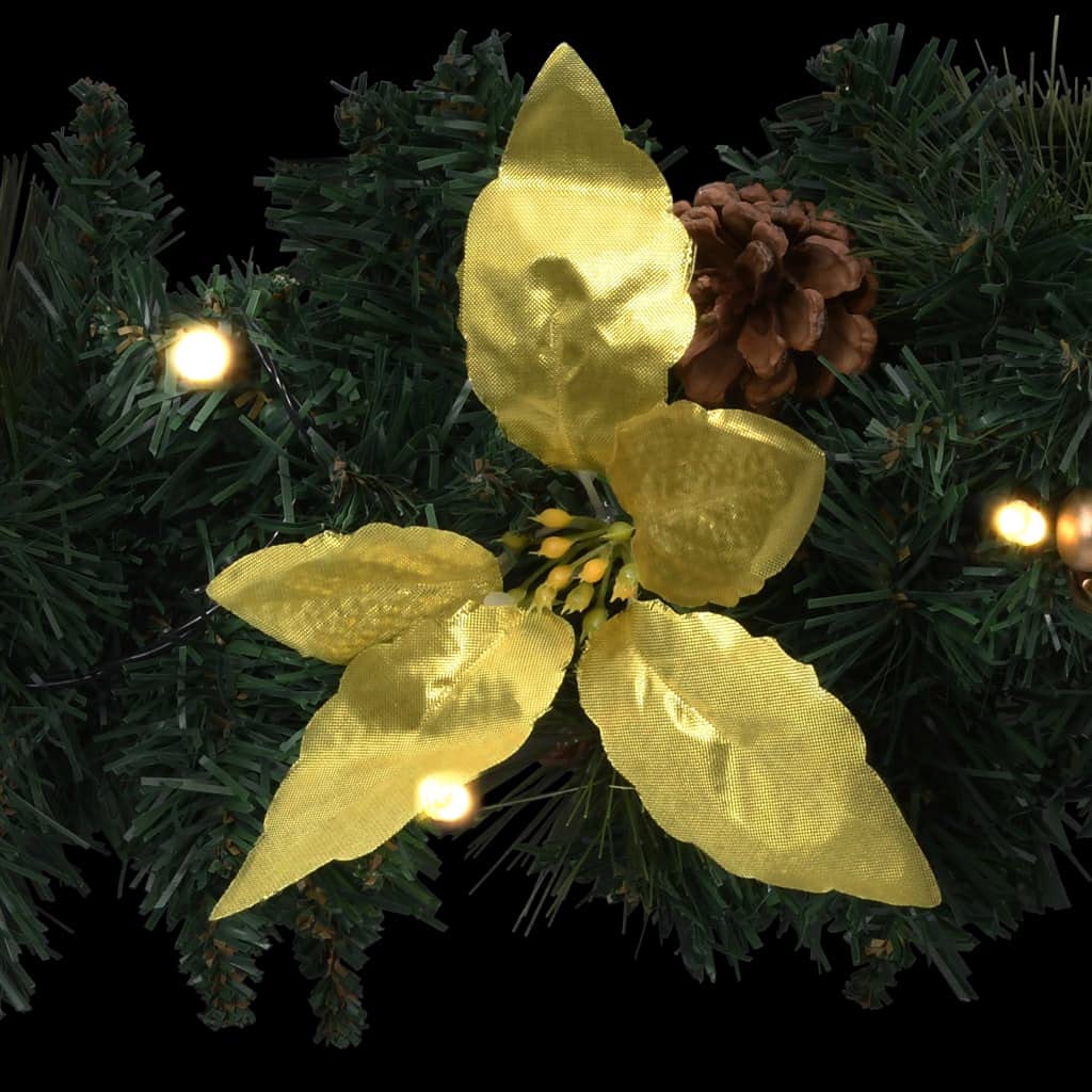 Ghirlanda natalizia con luci a LED, verde, 60 cm, in PVC, funzionamento a batteria, con 20 LED, per interni ed esterni, elegante decorazione natalizia, luce d'atmosfera, illuminazione per