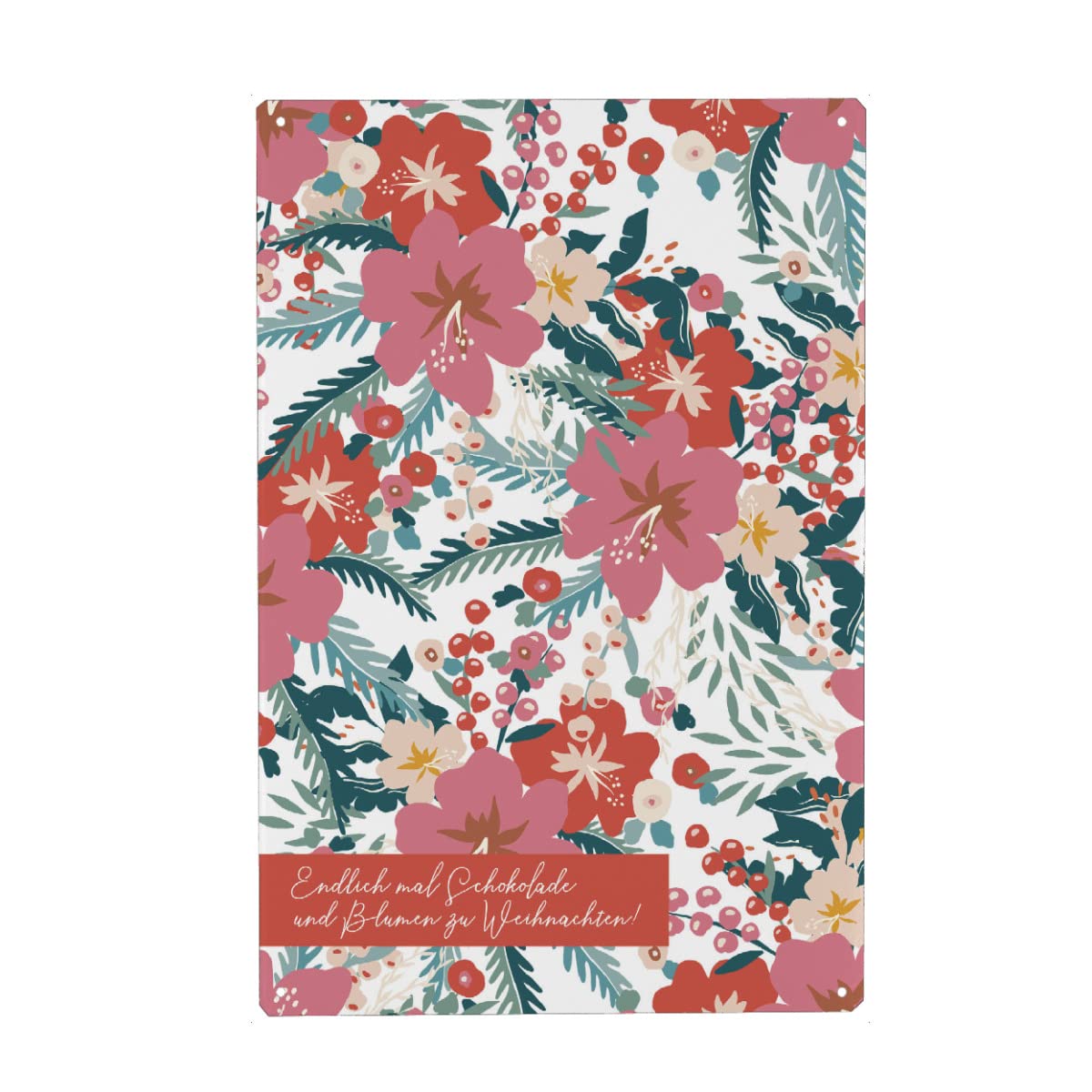 artboxONE Metall-Poster 40x60 cm Floral Schokolade + Blumen rot von Künstler OHKIMIKO