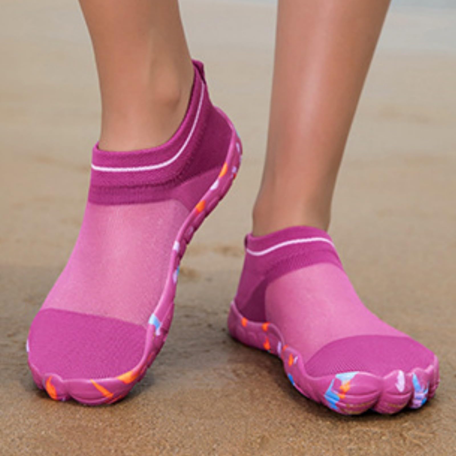 Męskie buty do wody na boso, bohema, lekkie skarpety do wody, szybkoschnące, buty do pływania z podeszwą moro, do surfingu na plaży i jogi, Fioletowy, 40 EU