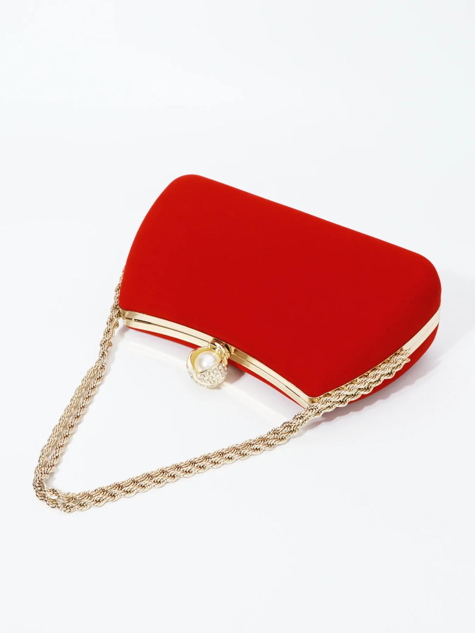 Abendtasche Damen Clutch Damen Wildleder Abend Tasche Strass Abend Clutch Kristall Clutch Geldbörse Hochzeit Elegante Handtaschen Geldbörse Braut Tasche Rot