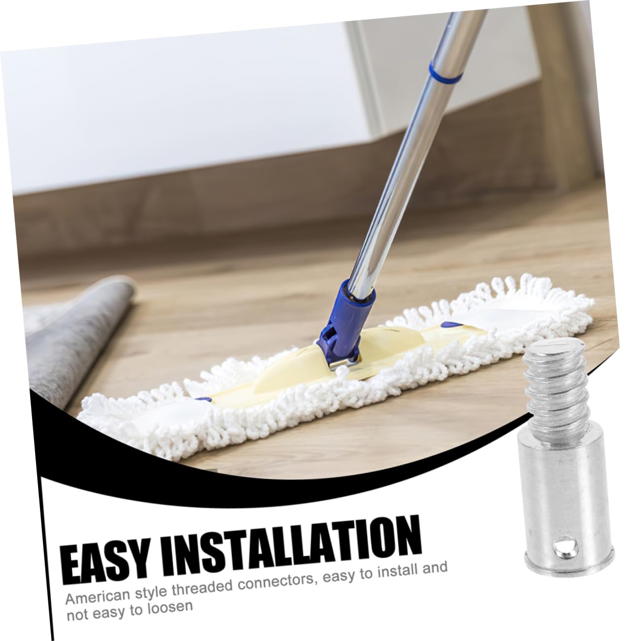 FOMIYES Extension Pole Adapter for Broom Threaded Tip Replacement Stainless Steel American Thread Easy to Install