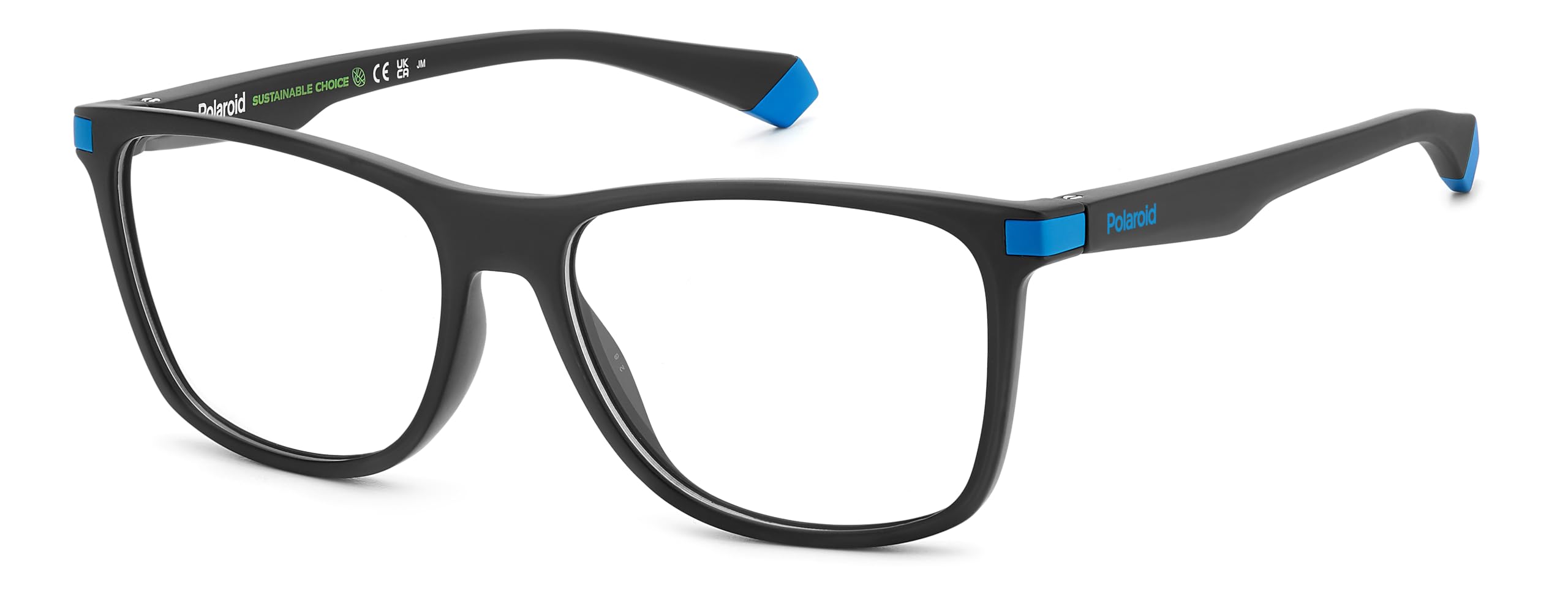 POLAROID Brillenrahmen Rechteckig ECO CO-POLYESTER Matte Black Blue Brillenrahmen für Herren, PLD D514