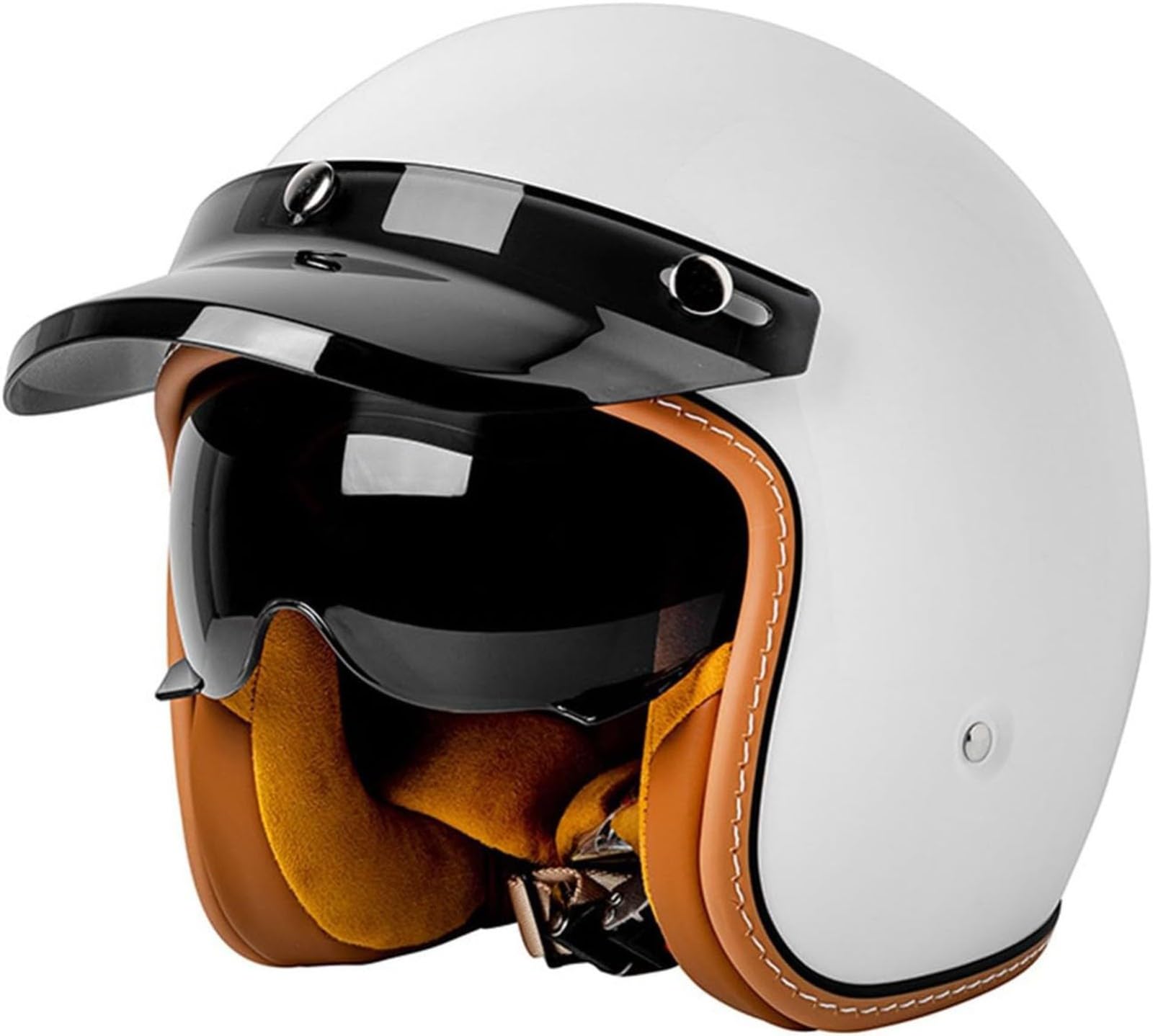 Casque Moto Vintage Casques Jet avec Visière Casques Bols Casque Mobylette avec Lunettes Homologué Dot/ECE Rétro Demi Casque Moto Vélo Scooter Chopper pour Adultes Homme Et Femme