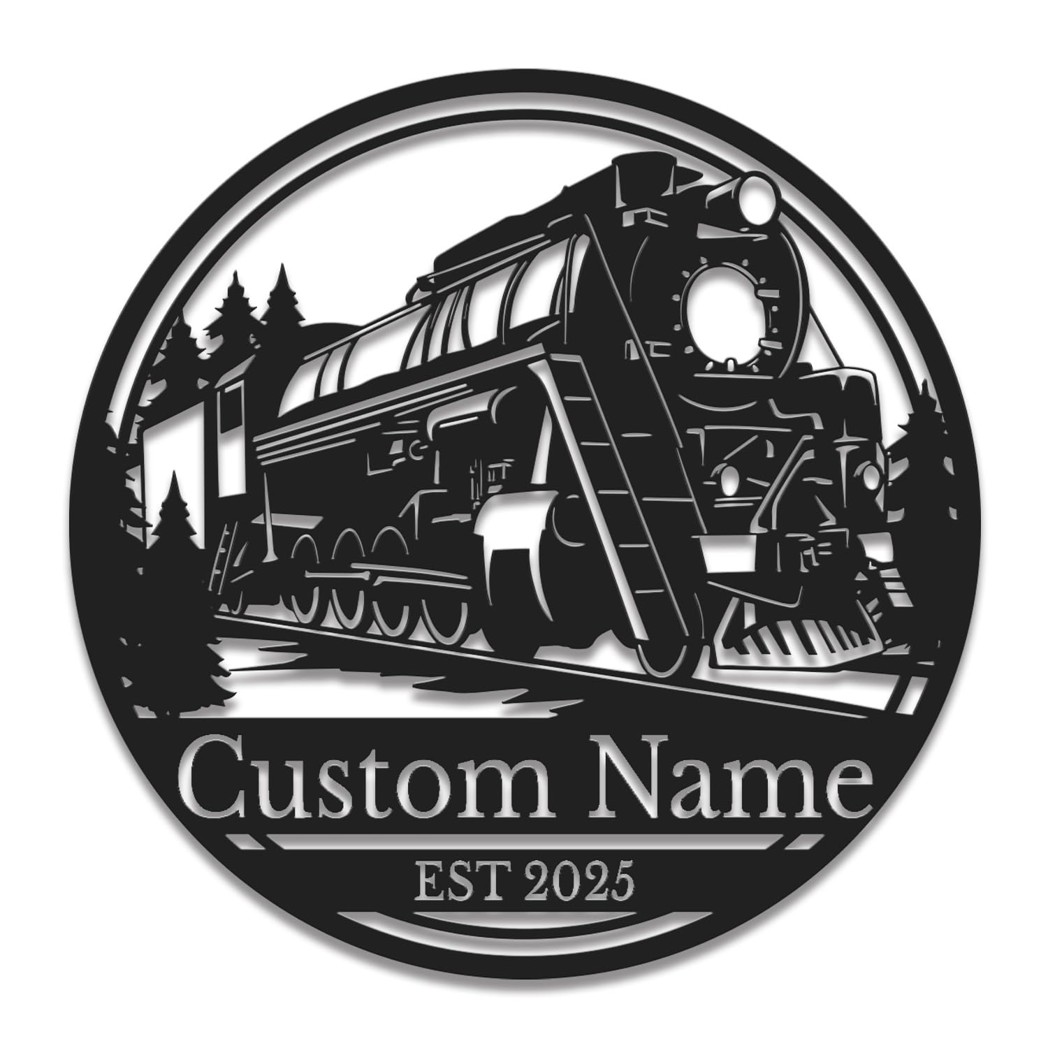 Personalized Railroad Metal Wall Art – Custom Train Engine & Station Sign – Industrial Decor for Man Caves, Offices & Train Lover Gifts (Style-8)