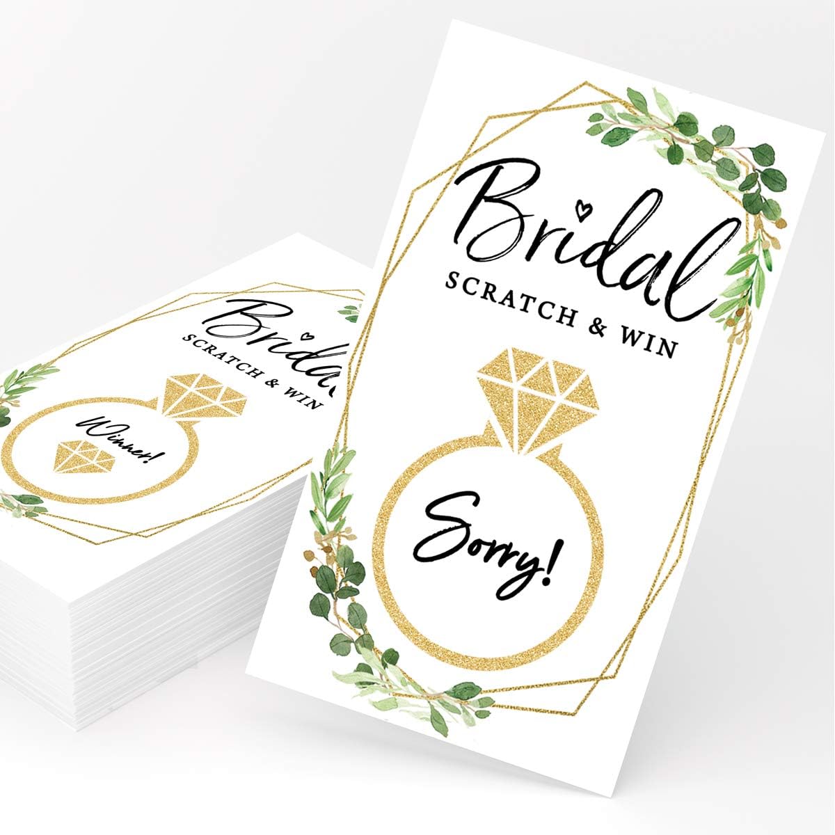 Printed Party Bridal Shower Scratch Off Game, Ring Lottery Tickets, Set of 30