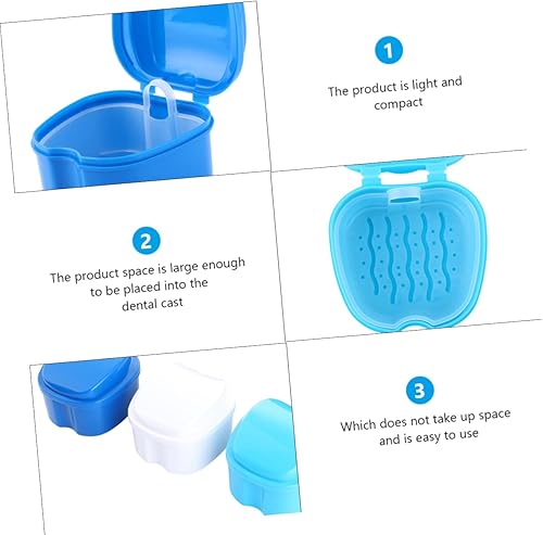 Miniatura 6 de FOMIYES Estuche de almacenamiento de prótesis dental, no tóxico e inodoro, colador de contenedor, ligero y portátil, caja de baño para dentadura