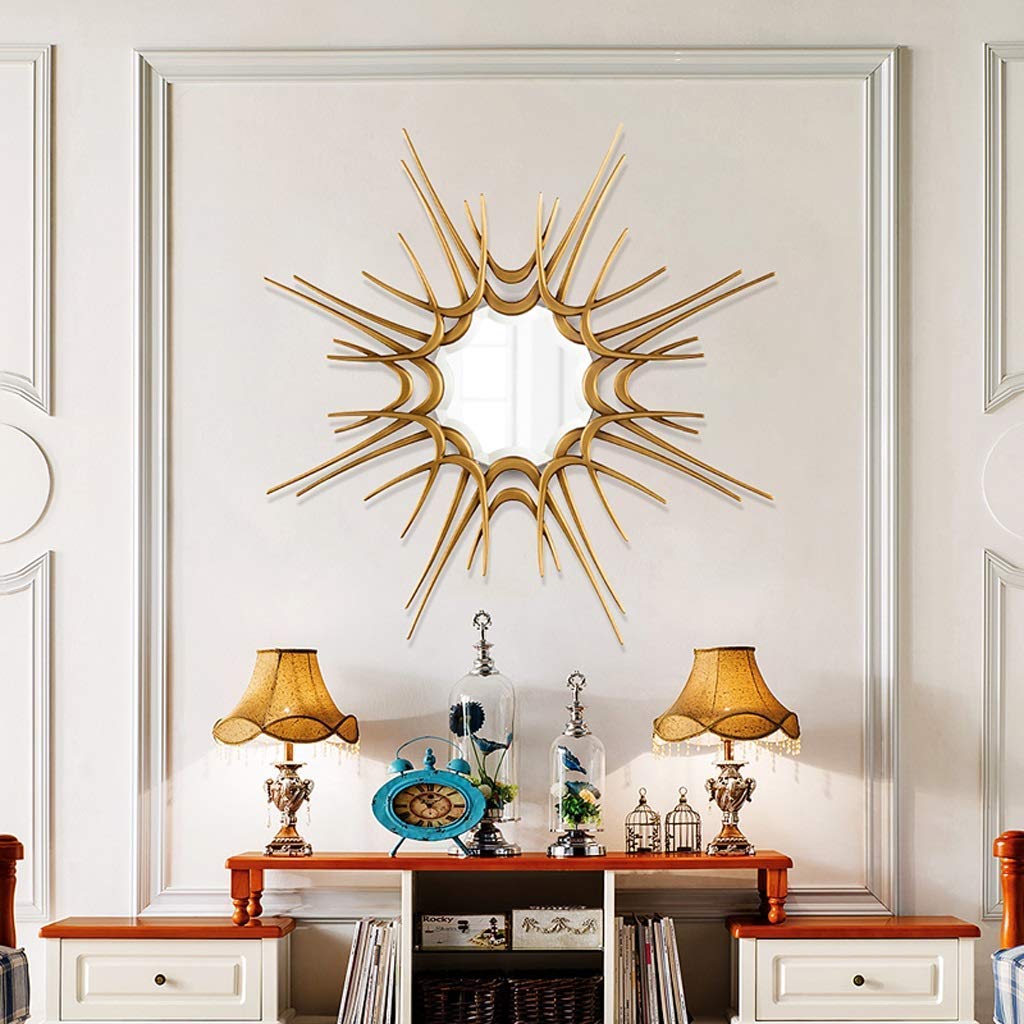 Specchio di legno decorativo a forma di specchio Sun Wall Art American Art portico sotto 80cm