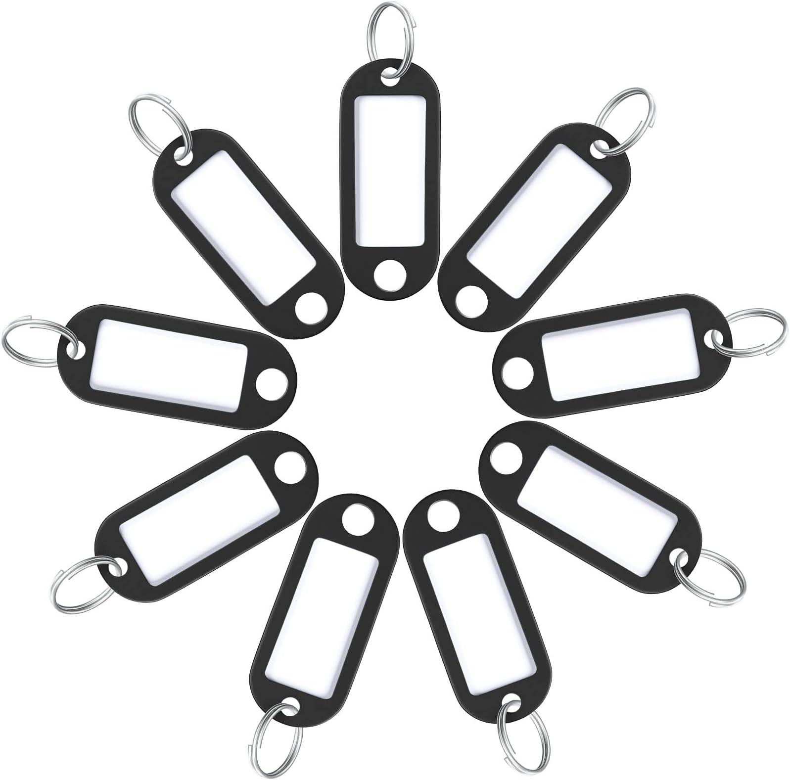 Uniclife キータグ 40個 2インチ ソフトプラスチックキーチェーンタグ 空白の紙ラベル付き 透明なウィンドウ保護フィルムとスプリットリング 柔軟なアイテム識別子、ブラック