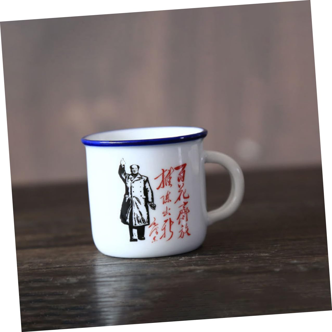VANZACK 6 Stück Emaillebecher Vintage Wasserbecher Retro Stil Haushalts Emaillebecher aus Rostfreiem Material Rutschfester Griff Chinesisches Design Langlebiger Tee und Kaffeebecher