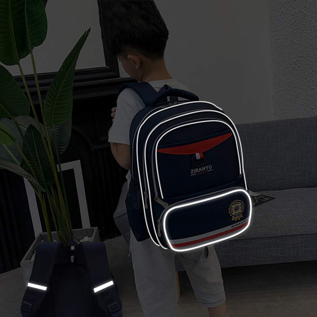 Zaino Trolley per Bambini Wheels Traspirante E Impermeabile Ridurre Il Carico dello Zaino Salire Le Scale con La Borsa da Scuola A Strisce Riflettenti,B