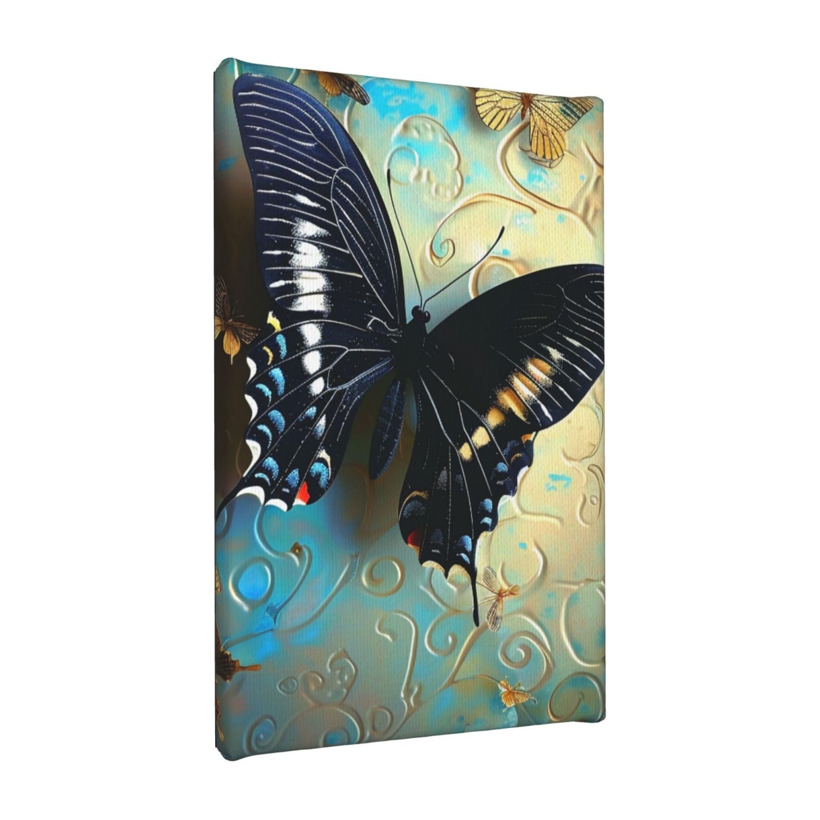 YKLJG Butterfly Printed Wall Art Canvas Painting 20x30 CM Wooden Framed Picture Painting Artwork Prints for Bedroom Kitchen Home Office Decor