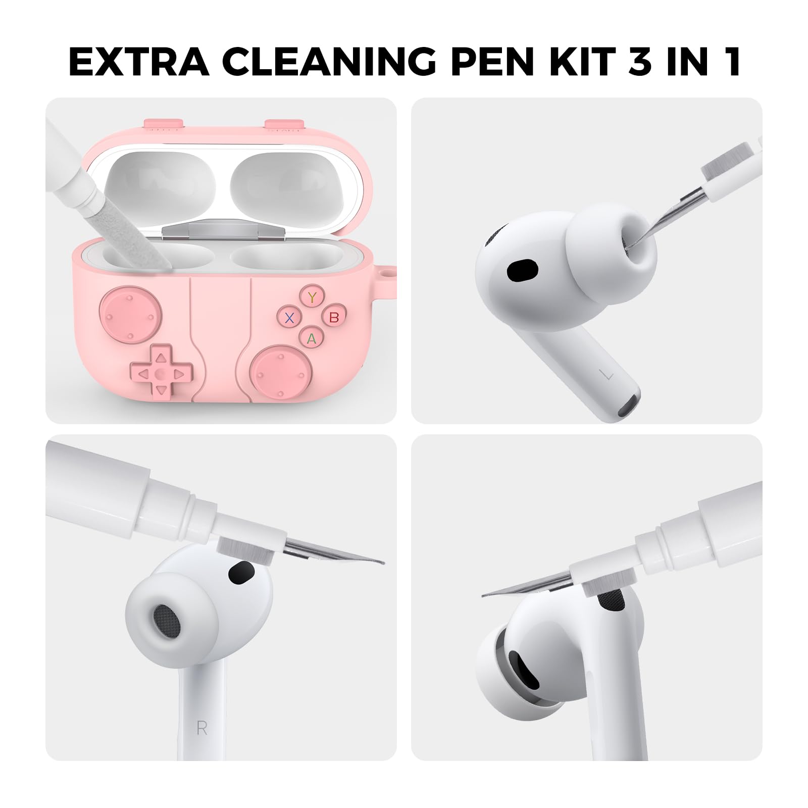 AhaStyle Custodia per AirPods Pro 3 con kit di pulizia Design retrò ispirato alle console portatili per AirPods Pro 3a generazione 2025 Custodia in morbido silicone protettivo