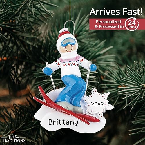 Miniatura 2 de Adornos personalizados de Navidad de esquí 2023  Personalización gratuita en 24 horas  Adorno de esquí para niña con nombre  Adorno genial para