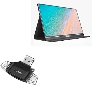 BoxWave Smart Gadget Compatible with ARZOPA Portable Monitor S1 Table (15.6 in) - AllReader SD Card Reader, microSD Card Reader SD Compact USB - Jet Black