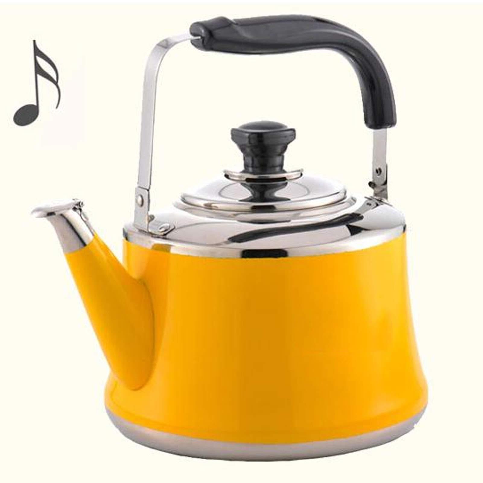 hervidor esmaltado, Tetera amarilla for estufa - Acero inoxidable Silbando(4L)