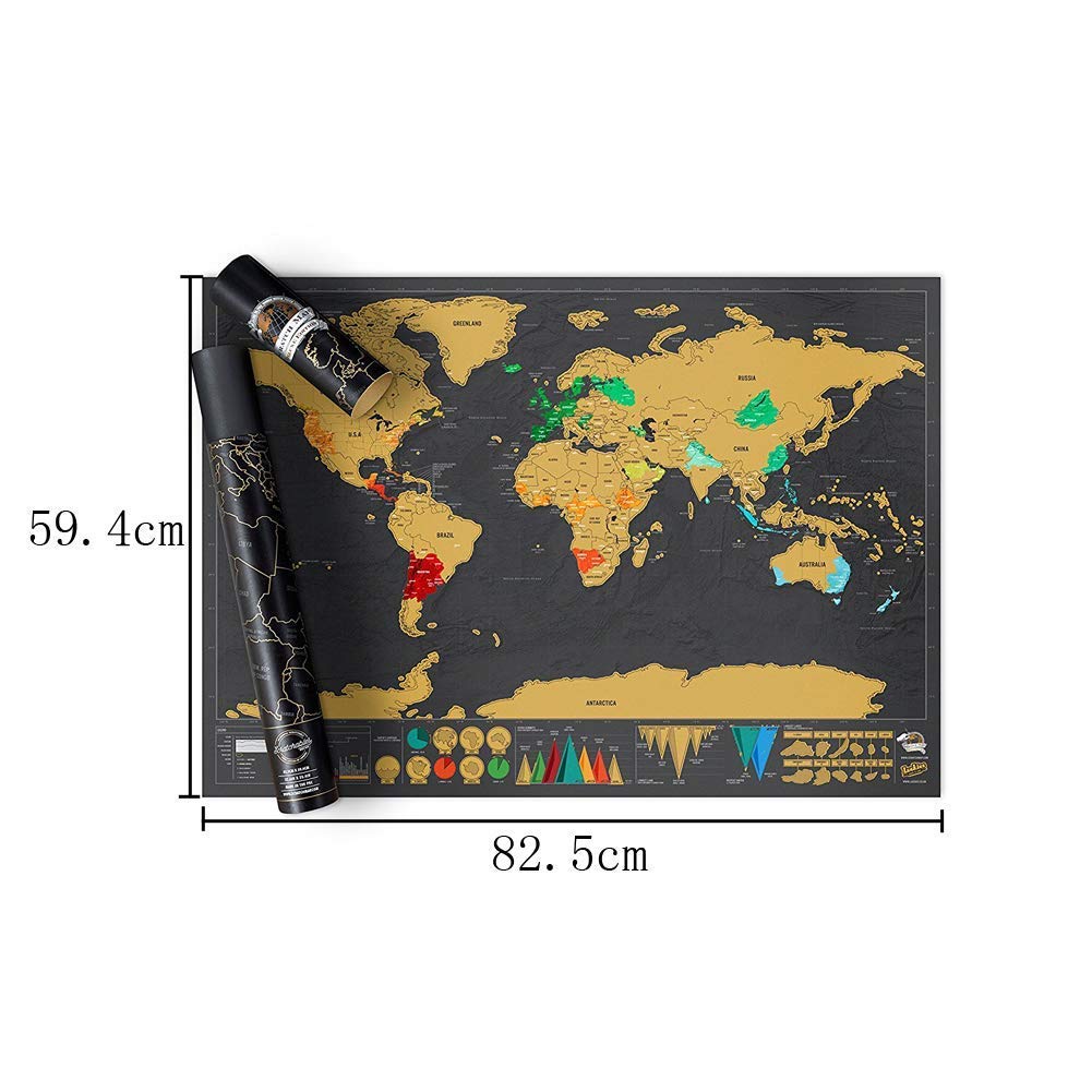 Viet JK Scratch Off Journal World Map Personalized Travel Atlas Poster w/Country Flags- National Park Scratch Off Map- USA Wall Map- Cork Board Map- Watercolor Scratch Off World Map