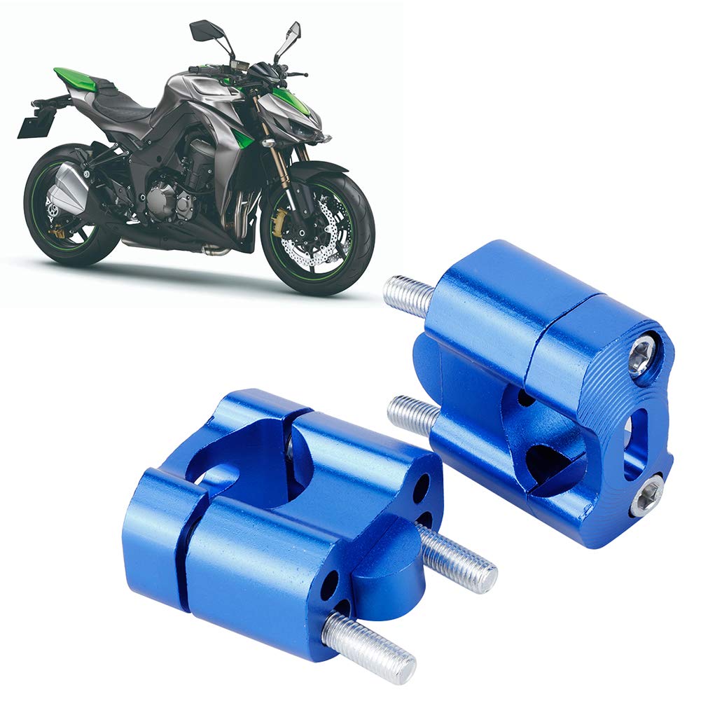 1 Par Elevadores De Manillar de motocicleta, Universal De 22mm/28mm Abrazaderas De Montaje De Manillar De Motocicleta, De Aleación De Aluminio CNC De Manillar De Adaptador (Azul)