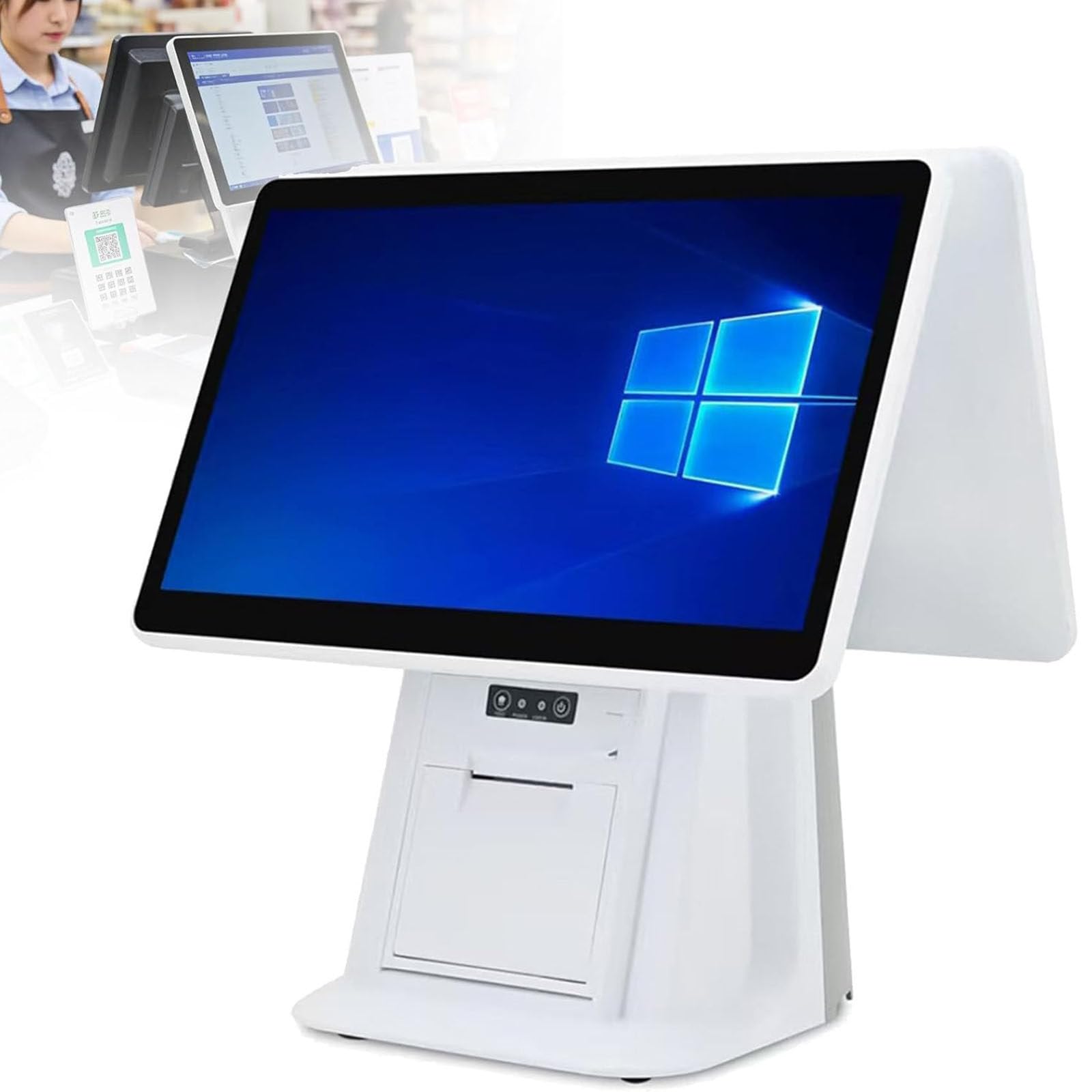 Caja registradora con Pantalla táctil, Caja registradora Inteligente Todo en uno, Terminal TPV con Pantalla táctil 15,6 Pulgadas para Caja registradora, cajero para supermercados, Catering