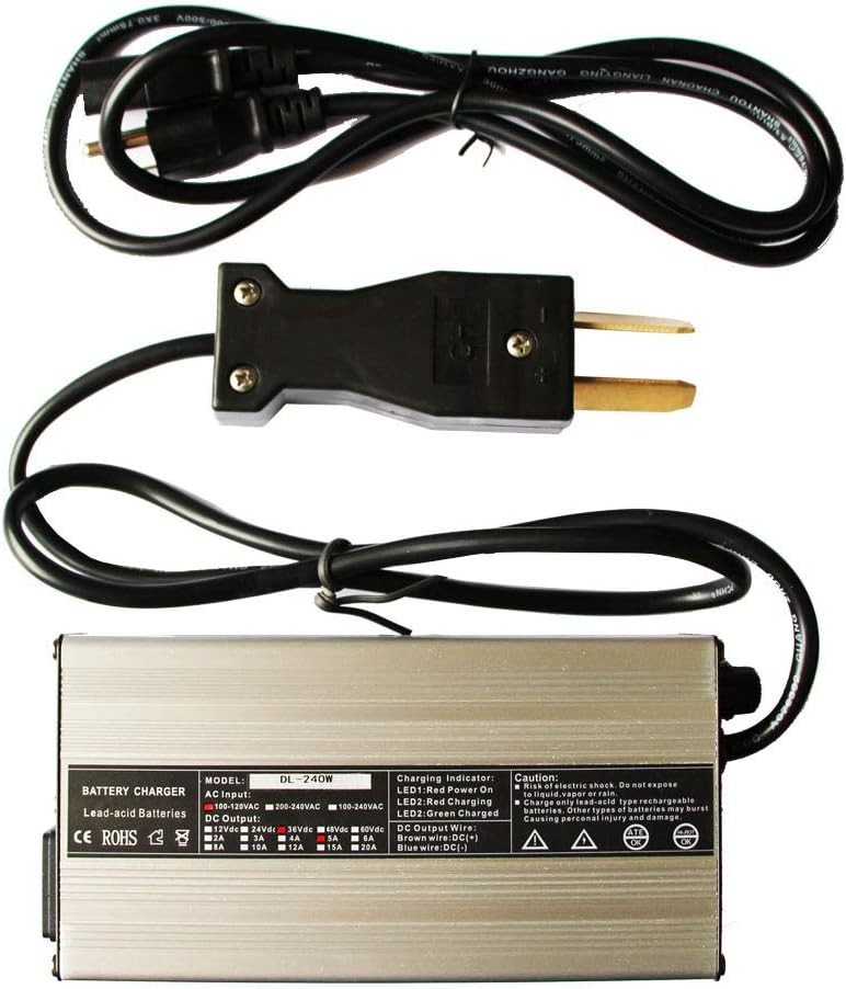 36 Volt Golf Cart Portable Charger 36 Volt 5A Battery Chargers Trojan Golf Cart Batteries Golf Cart Accessories with Crows Foot Plug for Ezgo Yamaha Club Car TXT Super Hauler