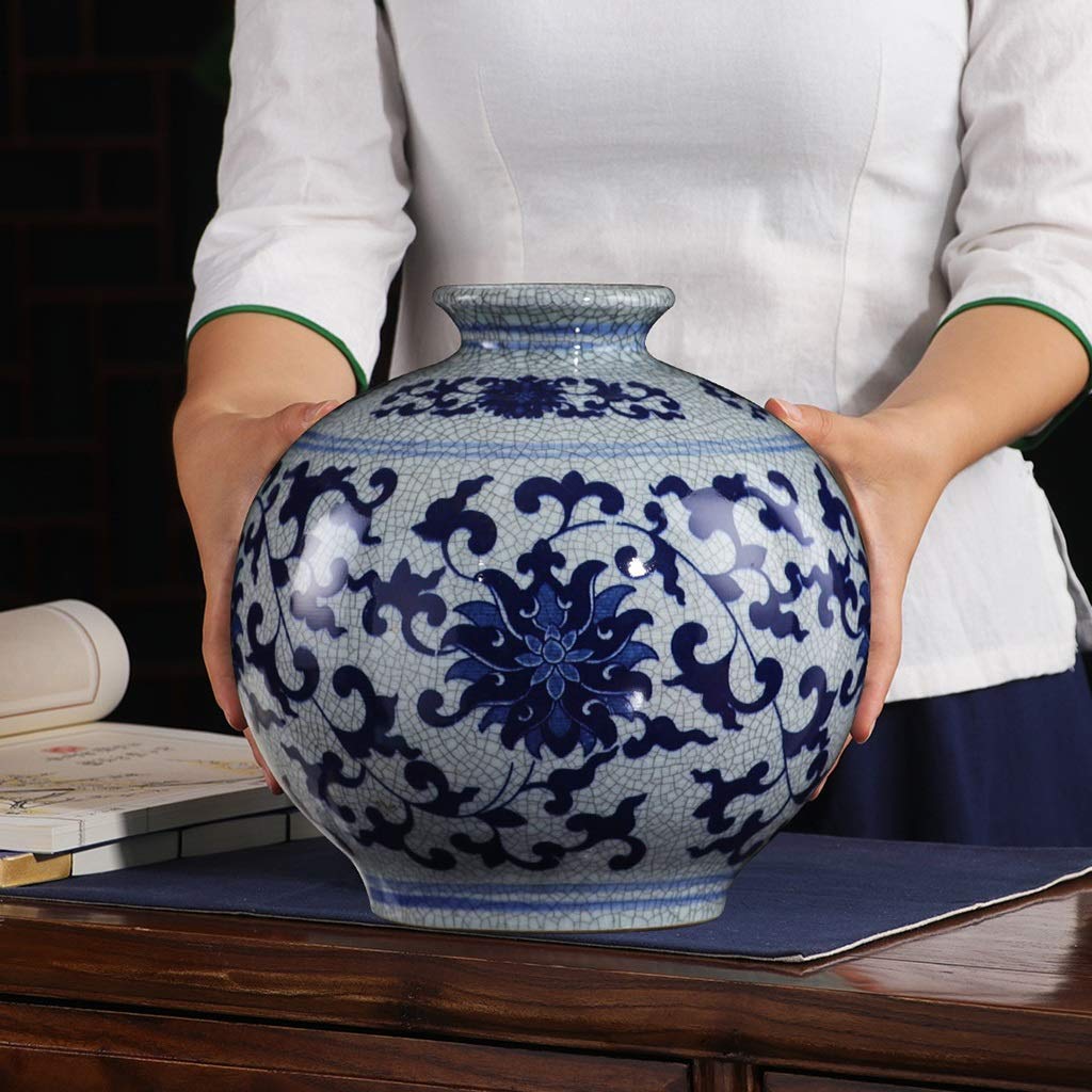 Amazon.co.jp: 陶磁器アンティーク青と白の磁器の花瓶の装飾リビング