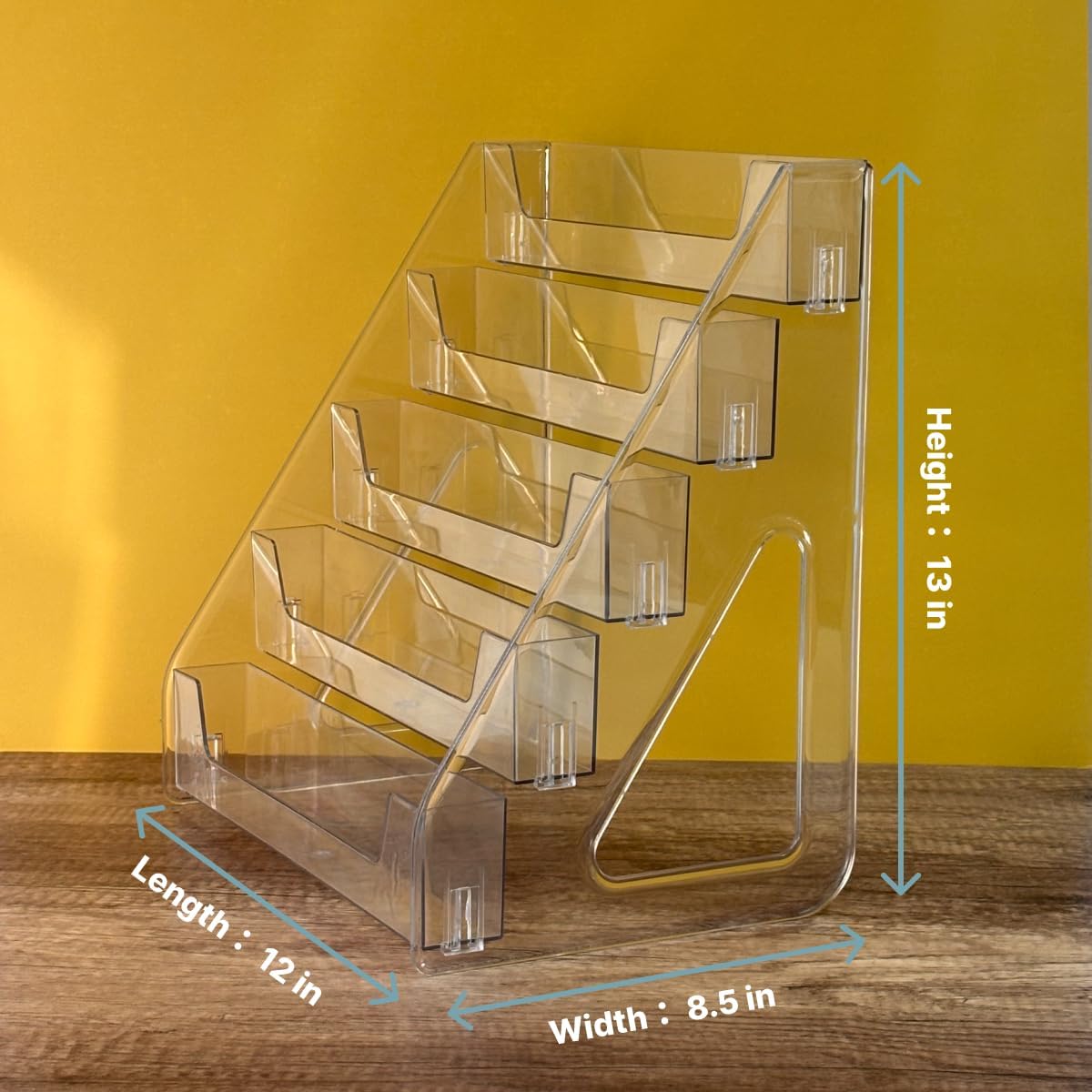 Card Display Stand (2-Pack), 5 Tier Clear Display Shelf for Trading Cards, Graded Card Holder for PSA Slabs, Basketball, Baseball Cards & Sticker Display, Bookmark Holder for Display