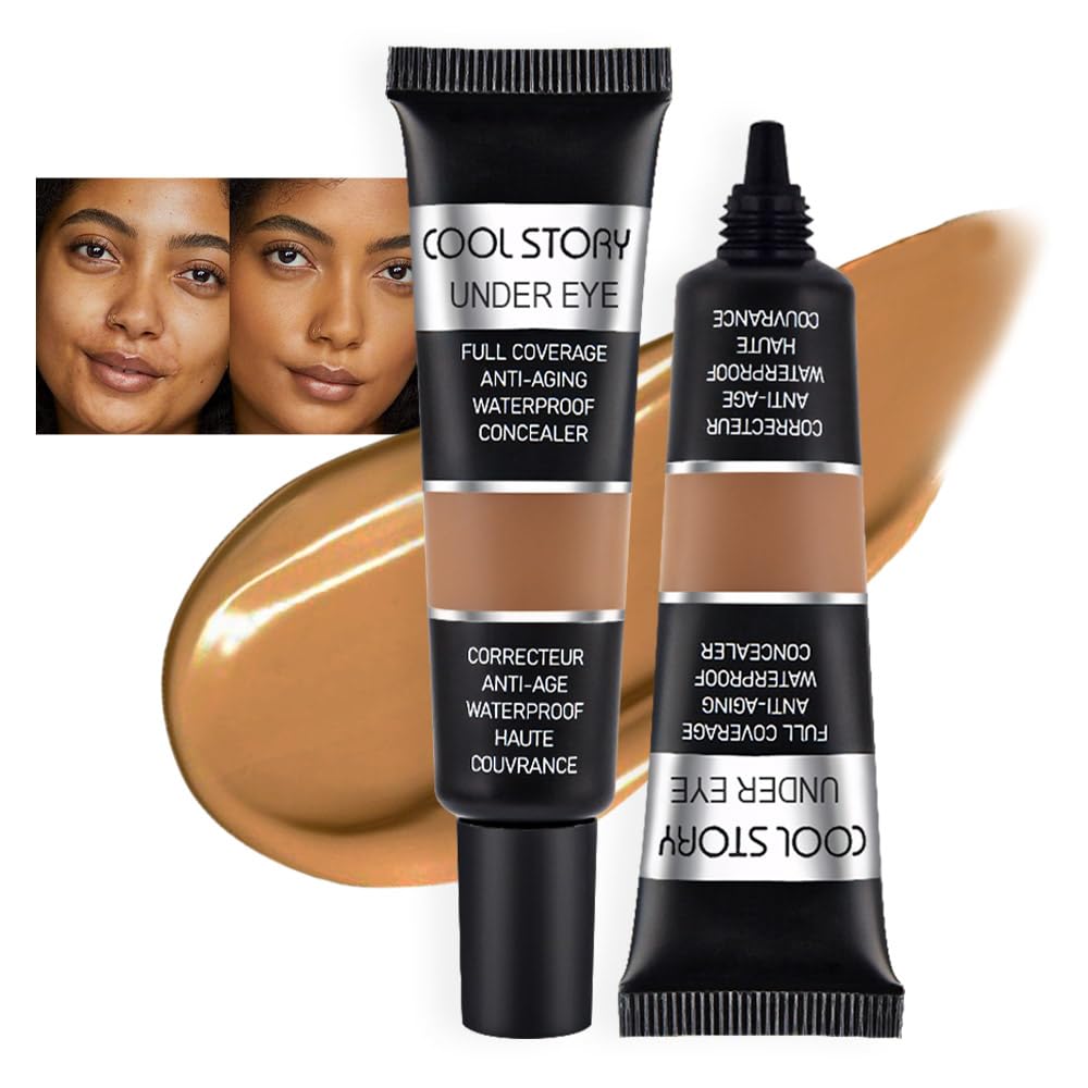 Sponsored Ad - Kaely 2Pcs Under Eye Concealer for Older Women, Color Correcting Full Coverage Concealer for Dark Circles, Puffiness, Redness, Corrector de ojeras, Waterproof Anti Aging, Natural Matte Finish, Dark