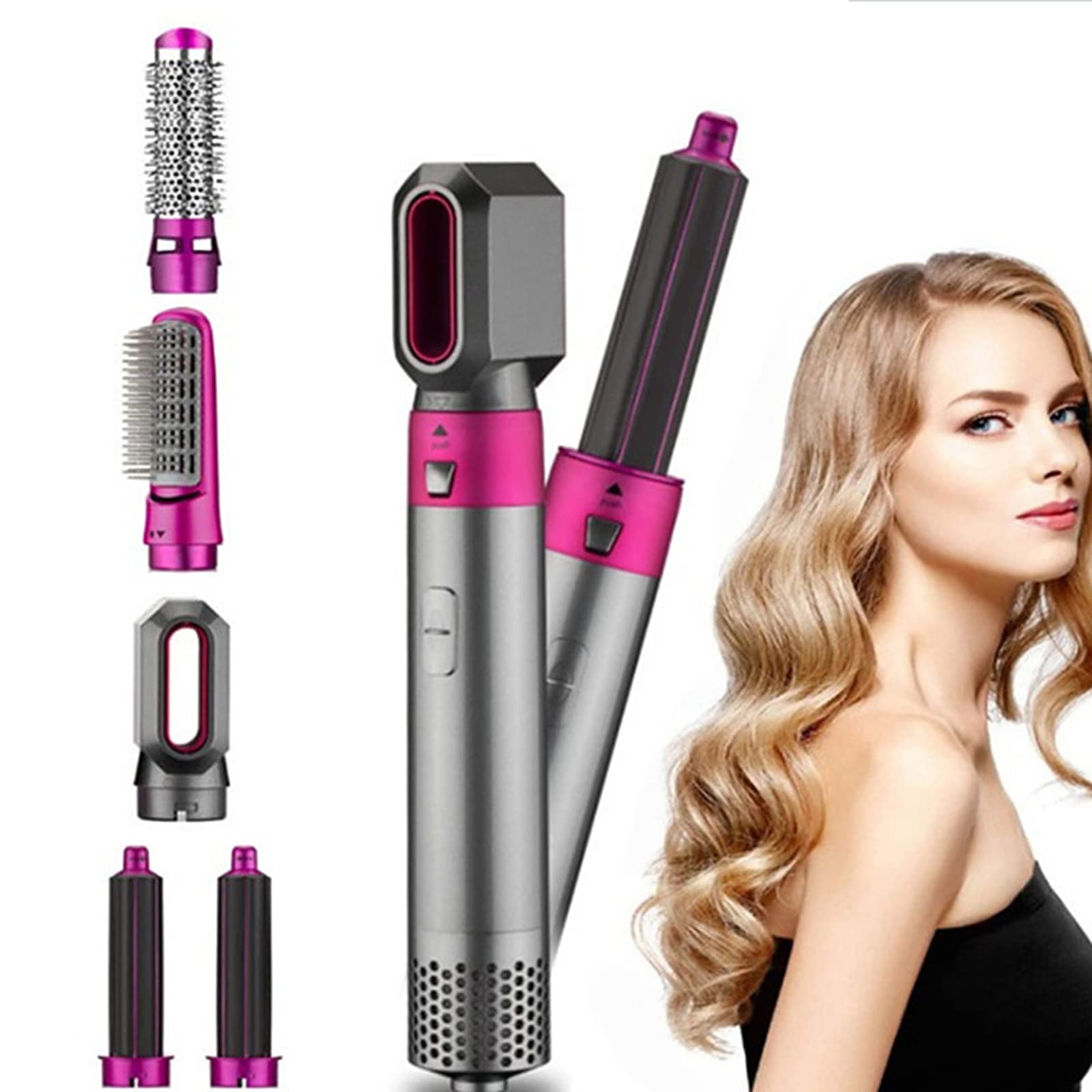 Laytoo 5 in 1 Multifunctional Hair Dryer/Volumizer/Rotating Brush Hair Dryer Hairstyling Tools Negative Ionic Curler Straightening Comb for Salon Hair Styling Curling and Smoothing
