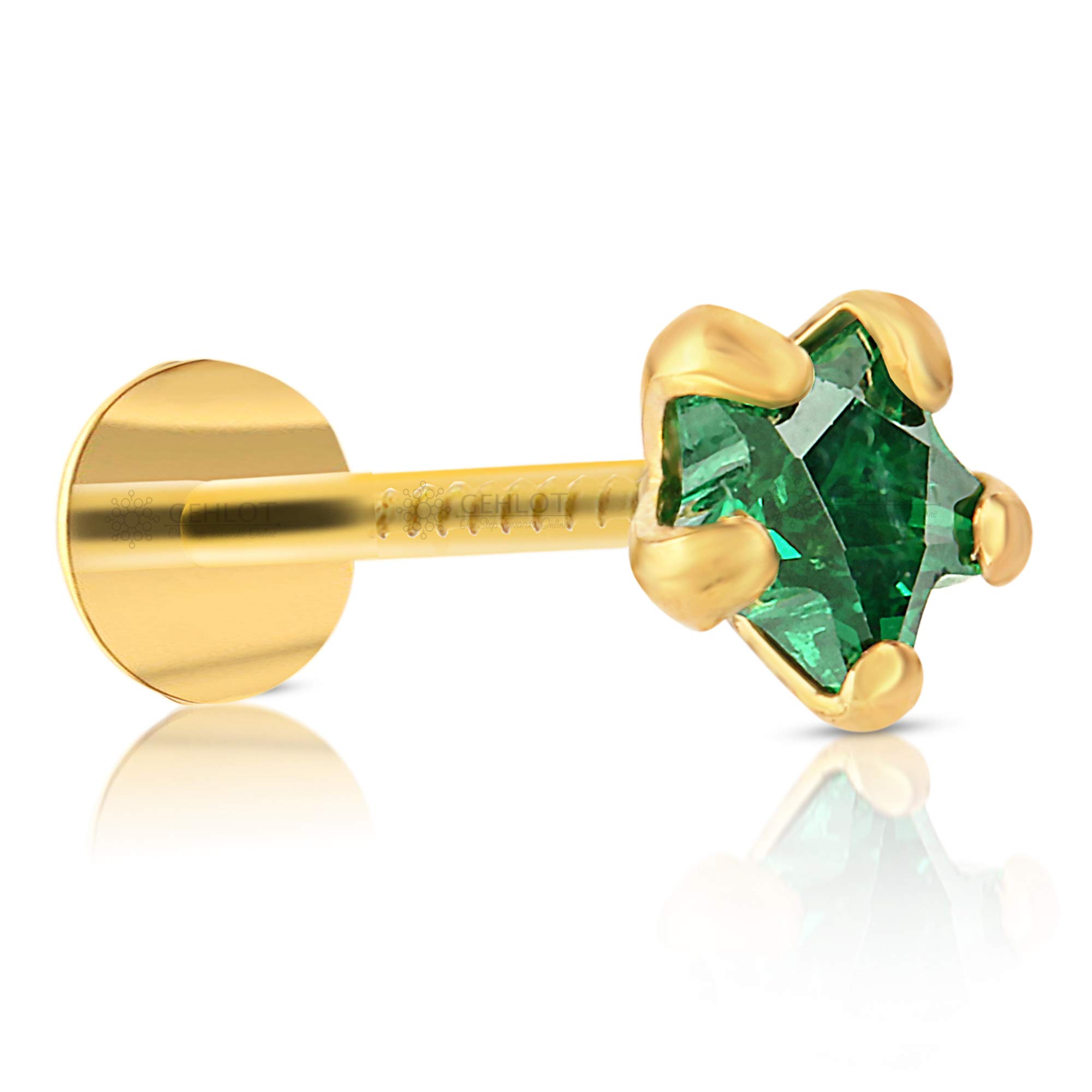 GEHLOT ; OneStep Towards Online Star Shape Black Diamond 14K Pure Yellow Gold Nose Pins Studs Diamond Nose Pins For Women And Girl