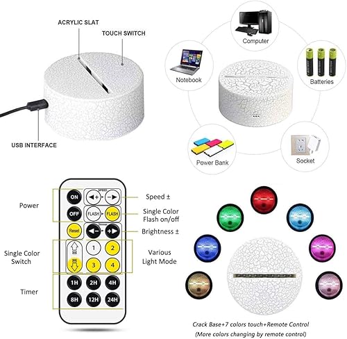 Miniatura 9 de Colortown Taylor Cool Night Light, lámpara 3D de regalo para niñas con control remoto 7 RGB que cambia de color, regalo para fanáticos, amantes de