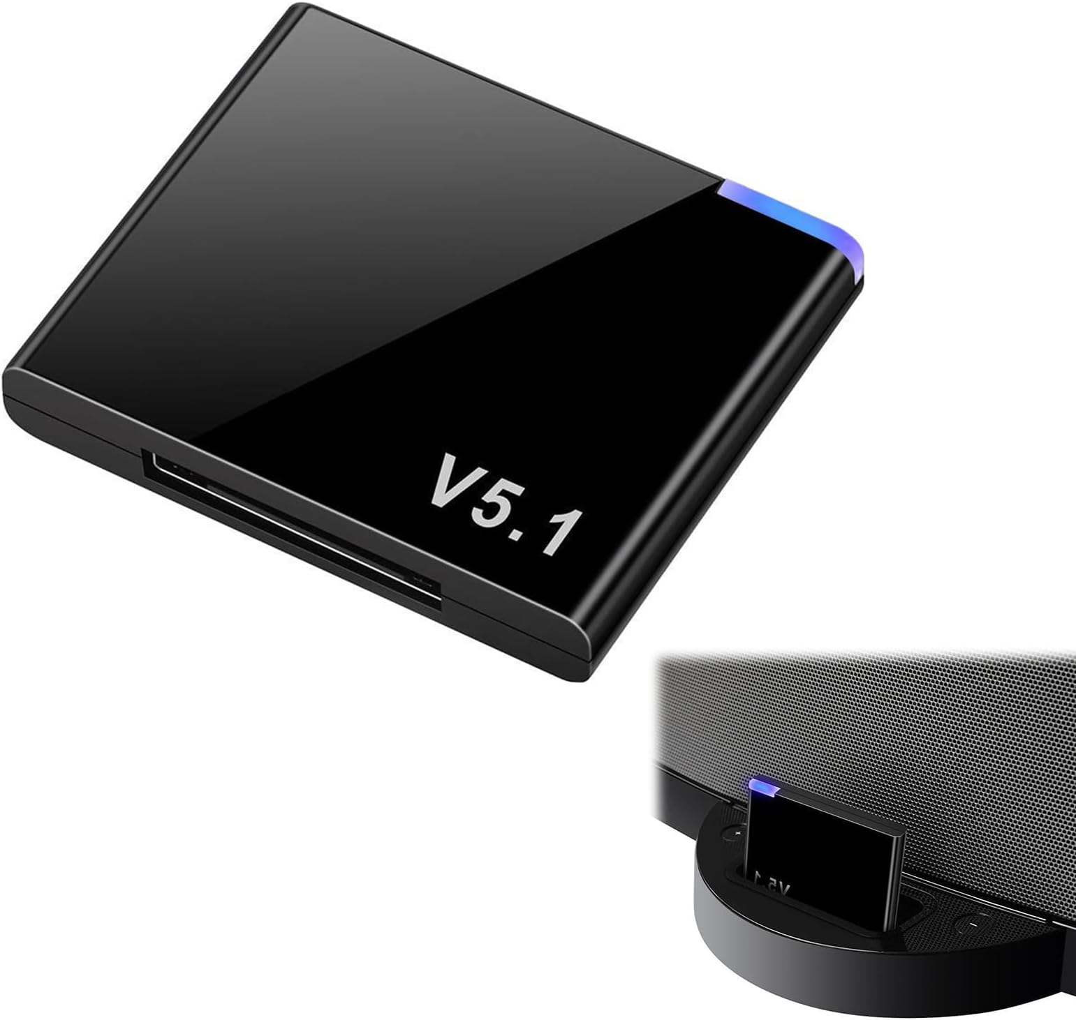30 Pin Bluetooth Adapter,5.1 Wireless Bluetooth Audio Receiver Compatible with Apple Dock iPod Audio Bose SoundDock and for Other 30pin iPod iPhone Music Docking Station(Not for Cars)