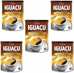 Café Iguaçu Solúvel Em Pó Lata 200g Kit C/5 Unidades