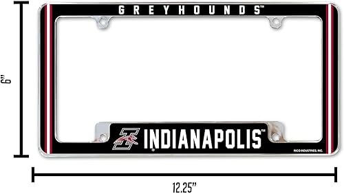 Miniatura 25 de Rico Industries Marco de matrícula estándar de la NCAA de 12 x 6 pulgadas, cromado para automóvil, camión, SUV (G-H-I-J-K escuelas)