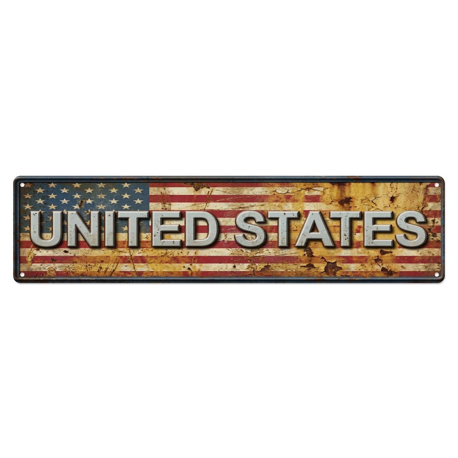Xanthor Style Metal Tin Sign Vintage United States Flag Pattern