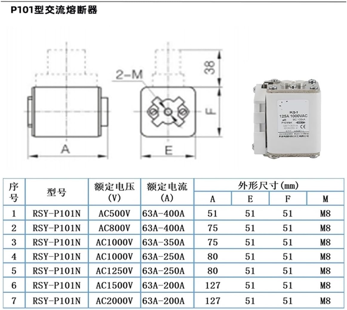 Fast Fuse RSY-AC 1000V AC 1500V 2000V 100A 200A 250A 300A 315A semiconductor Equipment Protection P101 | Ac 2000v,300A