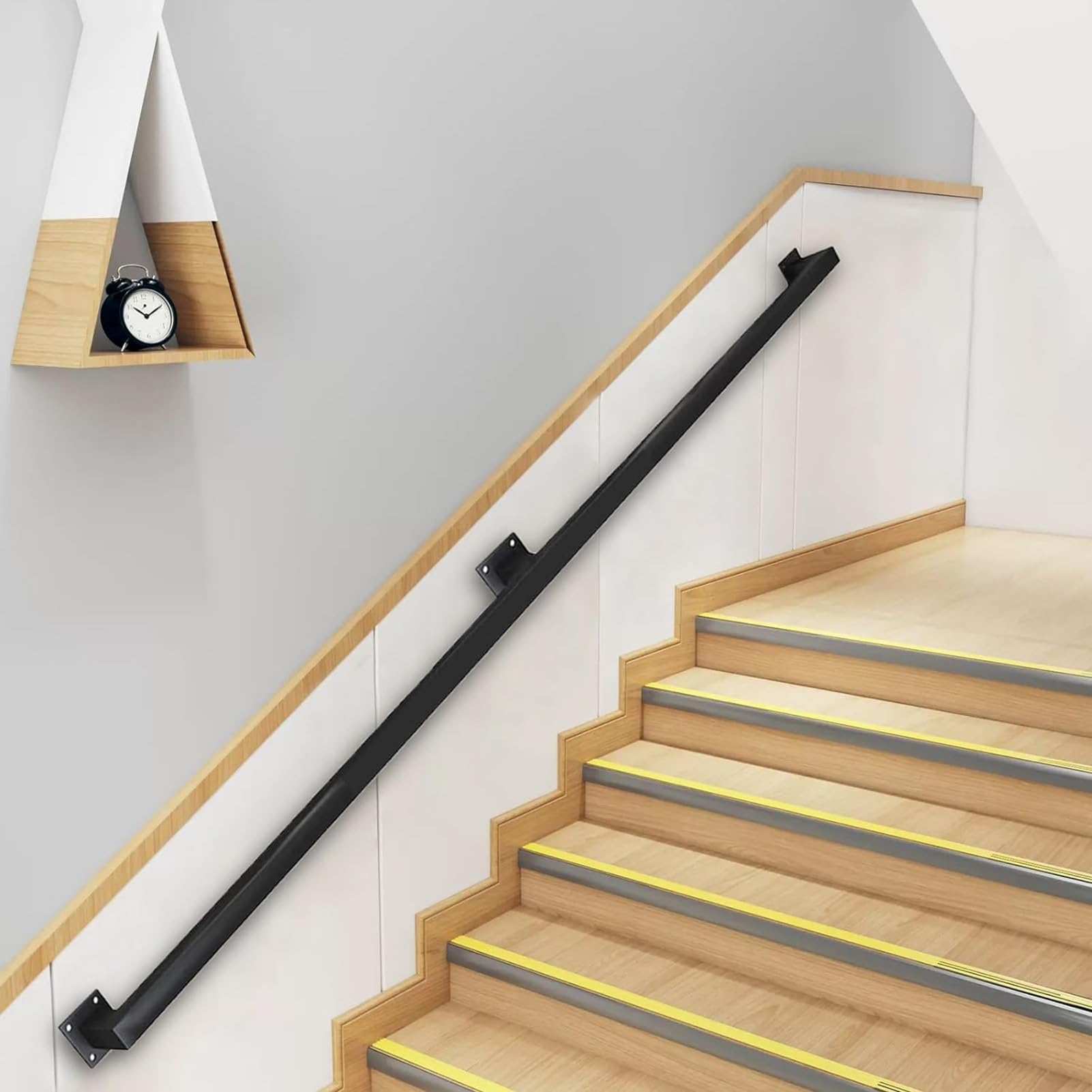 Rampe d'escalier en métal noir | Main courante murale en fer forgé tube carré 1 à 20 pi