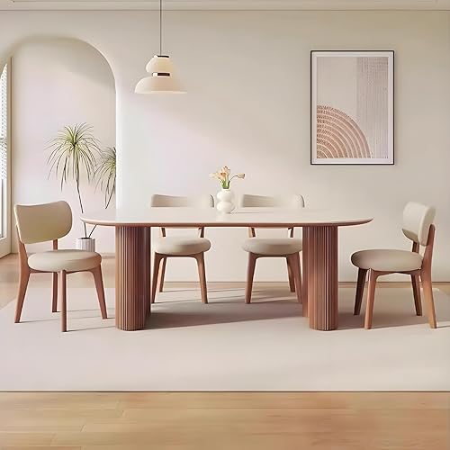 Miniatura 9 de Upholstered Dining Chairs,French Country Dining Chairs with Wooden Legs&Curved Back,Farmhouse Chair for Kitchen Offices Restaurant(Light Walnut,2pcs)