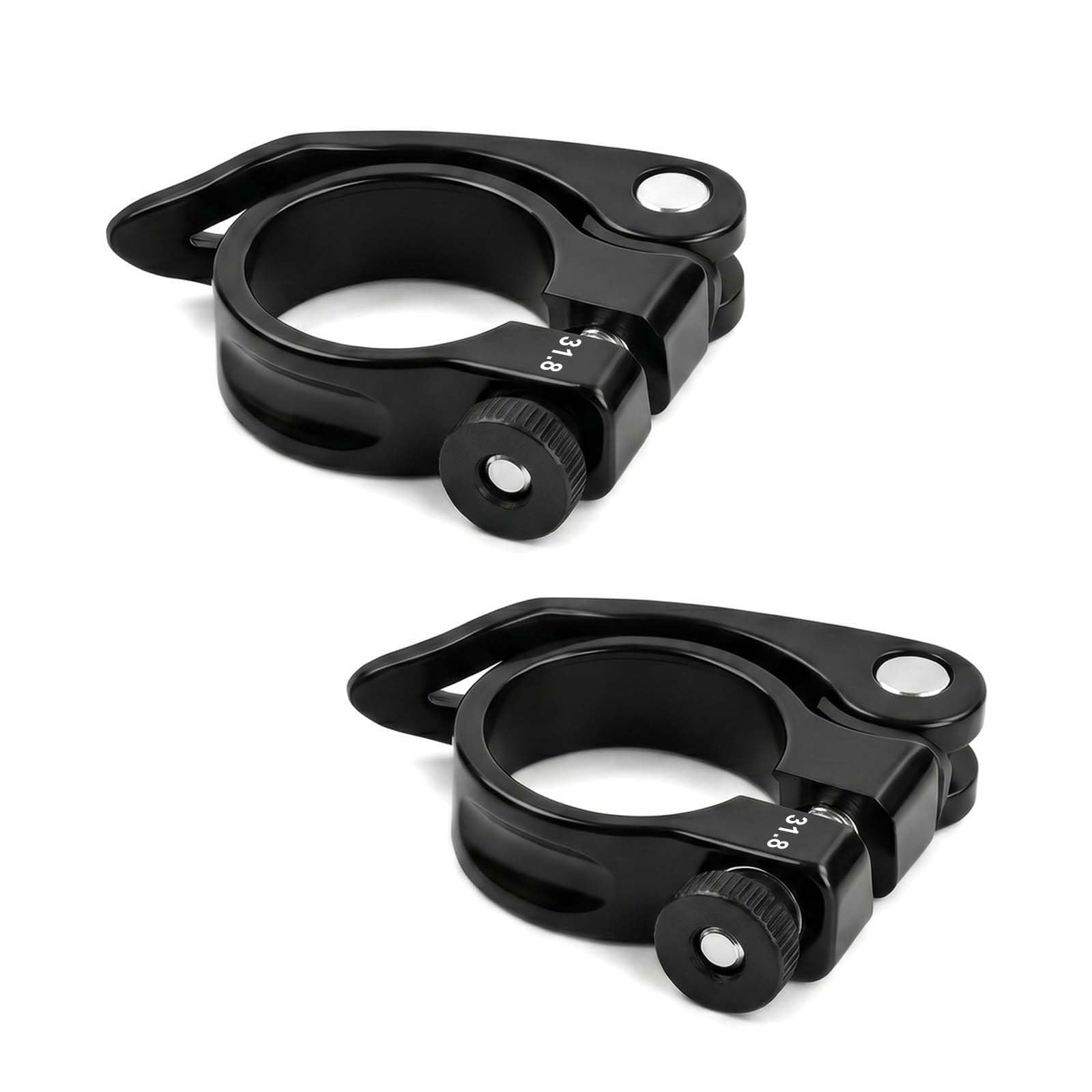 Merzio 2 PCS Bike Seat Post Clamps, Sturdy and Durable Quick Release Bike Clamps, Aluminium Alloy Bike Seatpost Clamps for Mountain Road and Folding Bikes, Black (31.8mm)