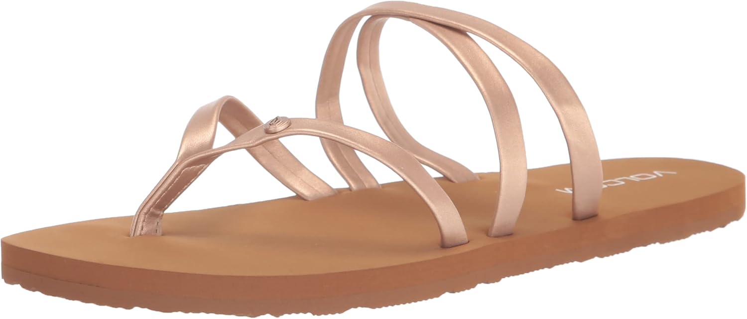 Volcom Women's Easy Breezy II Flip Flop Sandals, Rose-Gold, 5