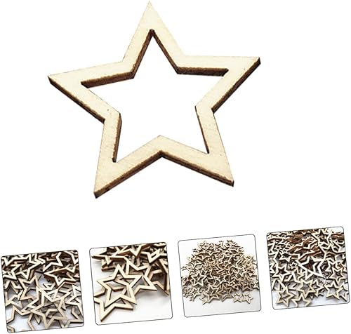 Miniatura 6 de EXCEART 300pcs Five-Pointed Slice Ornaments Hollow Out Wooden Decorations for Xmas Tree Hanging Party Hangings Home Decor Lightweight and Craft