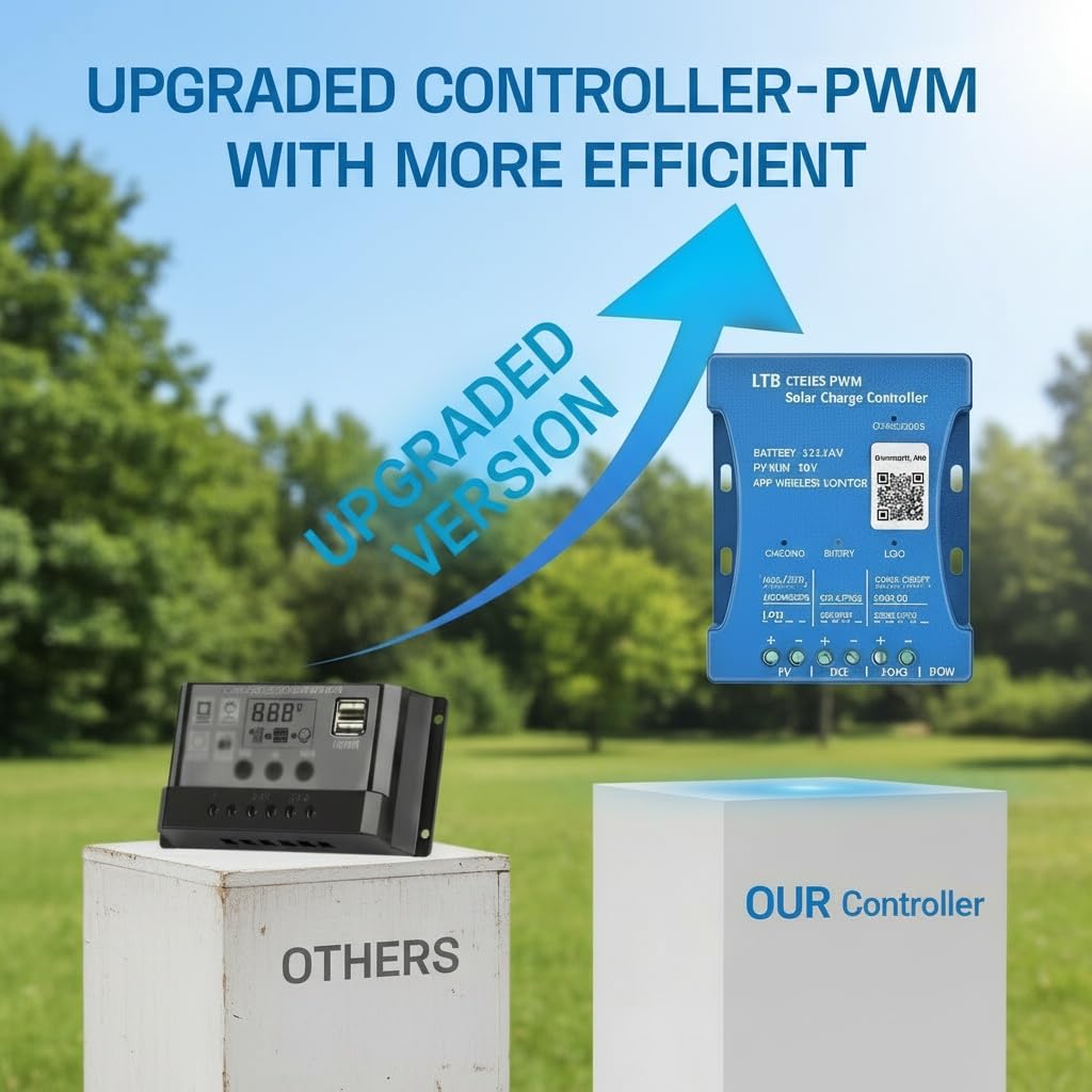 20A Bluetooth Caricatore Solare Controller 12V/24V Regolatore Intelligente Pannello Solare Statistiche di Ricarica Batteria Pwm Con Porta Usb 12V24V Batteria Al Piombo-Acido/Litio