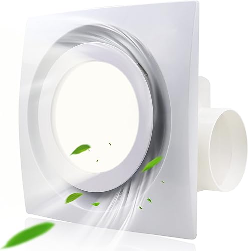 Extractor de baño silencioso de 9.8 pulgadas con ventilador de baño ligero con luz Combo 1.0 Sone 110CFM, ideal para baño, ducha, inodoro