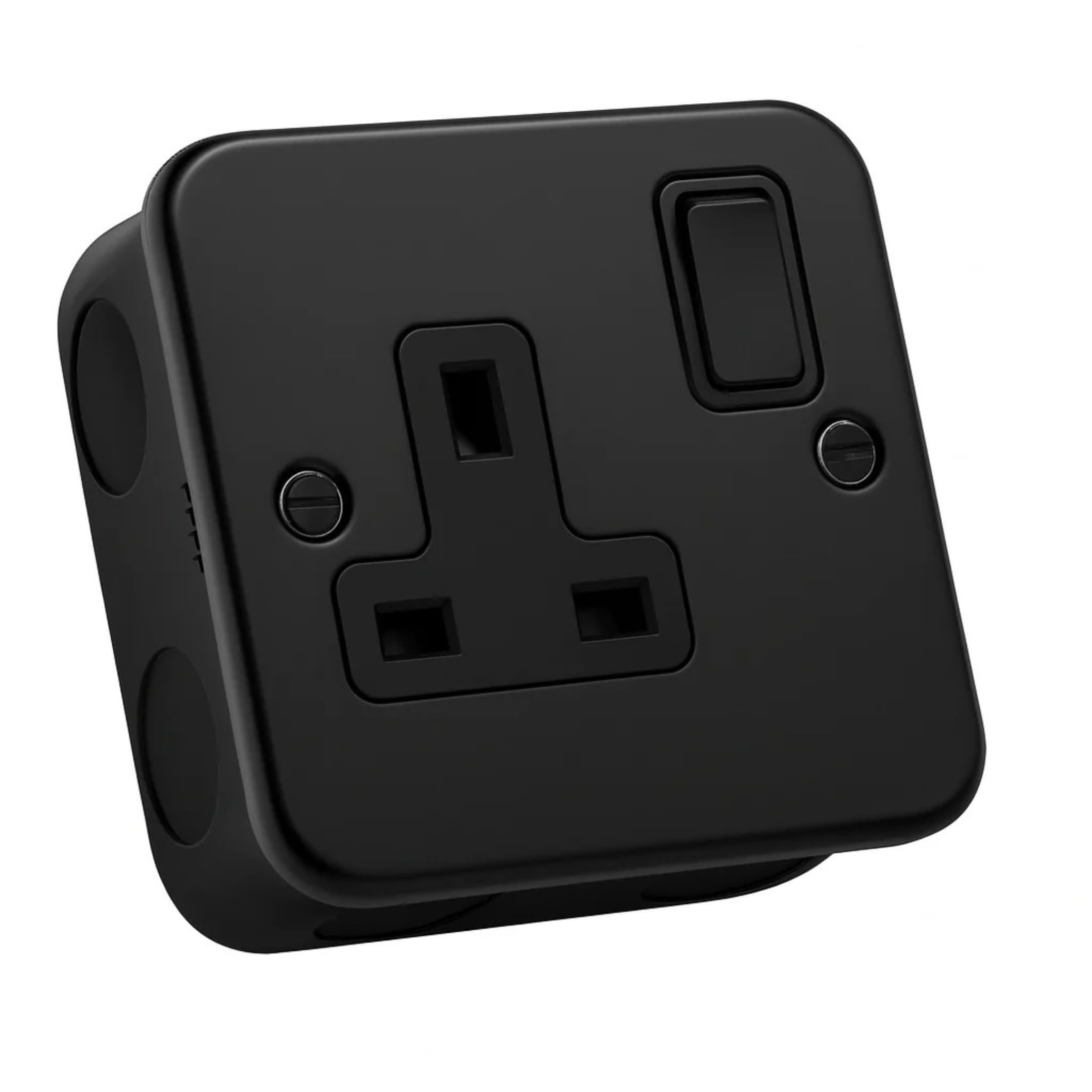 Matt Black Metal Clad Socket & Switch Range – Modern Industrial Finish | Durable, Stylish, Ideal for Home & Commercial Use (1 Gang Socket) — image 1