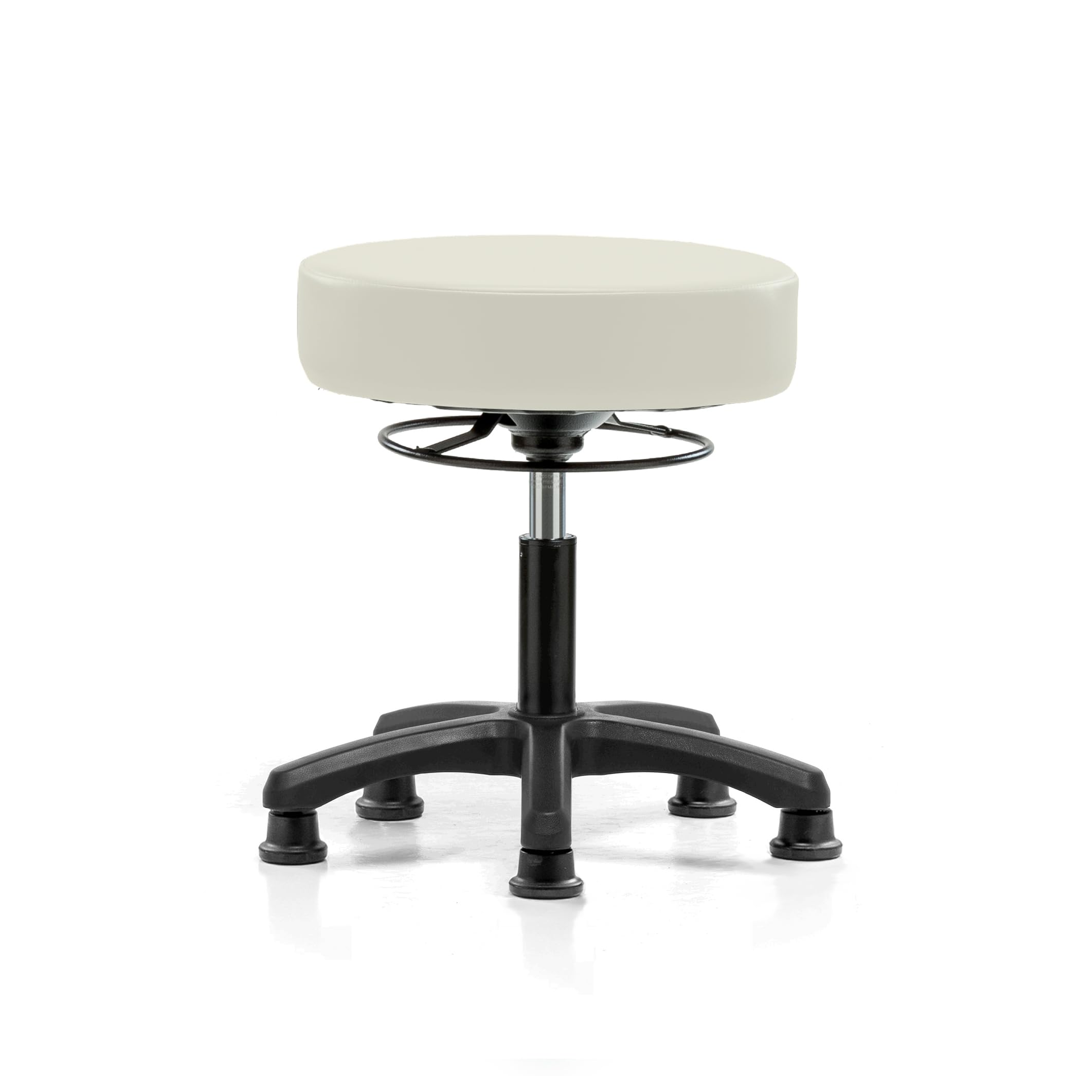 Perch Lab Stool, Glides, 18-23", Off-White Vinyl