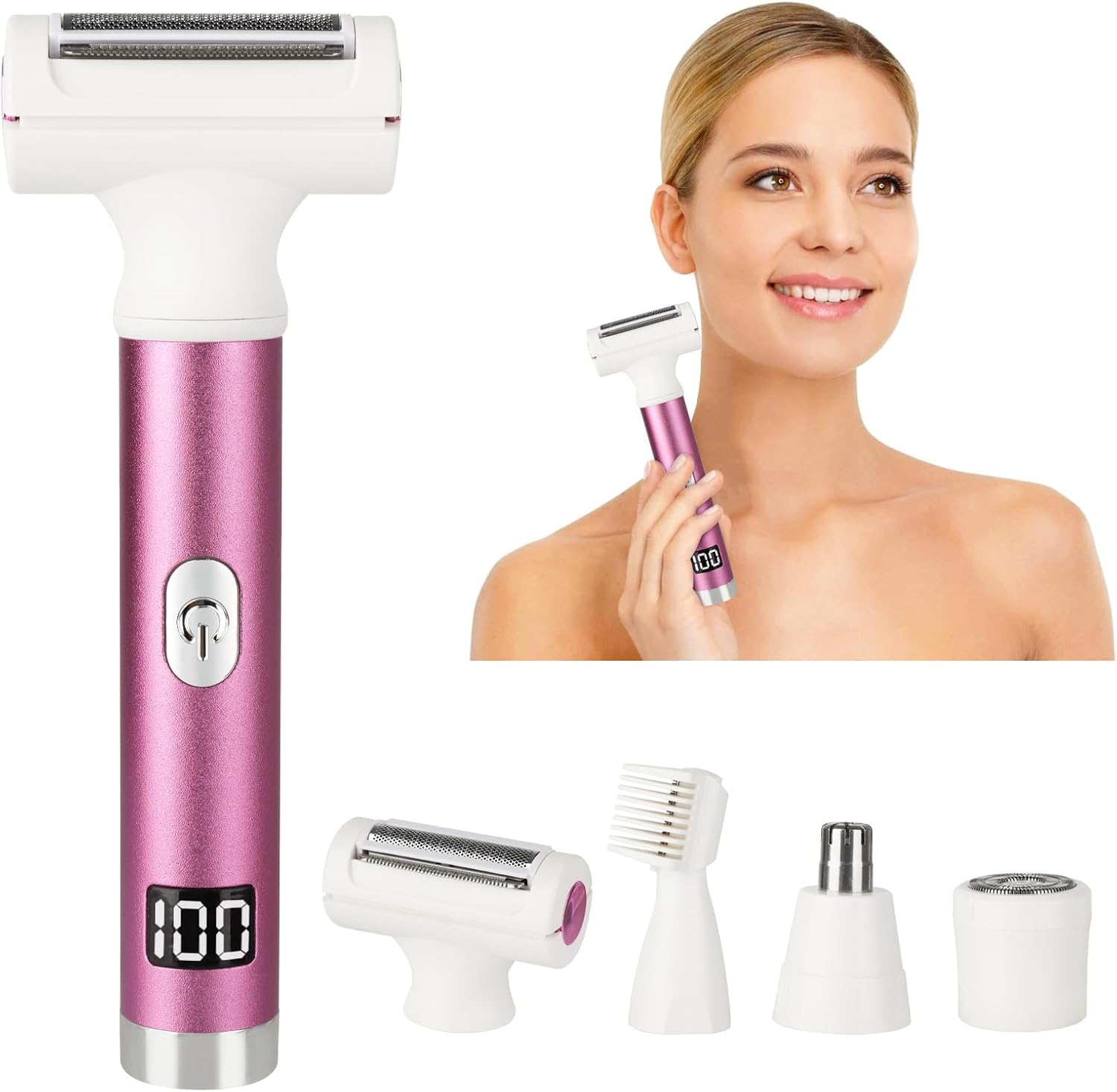 Electric Shaver for Women Men,Wet & Dry Cordless Electric Razor with 4 Accessories,Rechargeable Beauty Lady Led Display Facial Hair Remover,Smooth & Silky Bikini Trimmer for Nose Face Body Leg Electric Shaver for Women Men,Wet & Dry Cordless Electric Razor with 4 Accessories,Rechargeable Beauty Lady Led Display Facial Hair Remover,Smooth & Silky Bikini Trimmer for Nose Face Body Leg