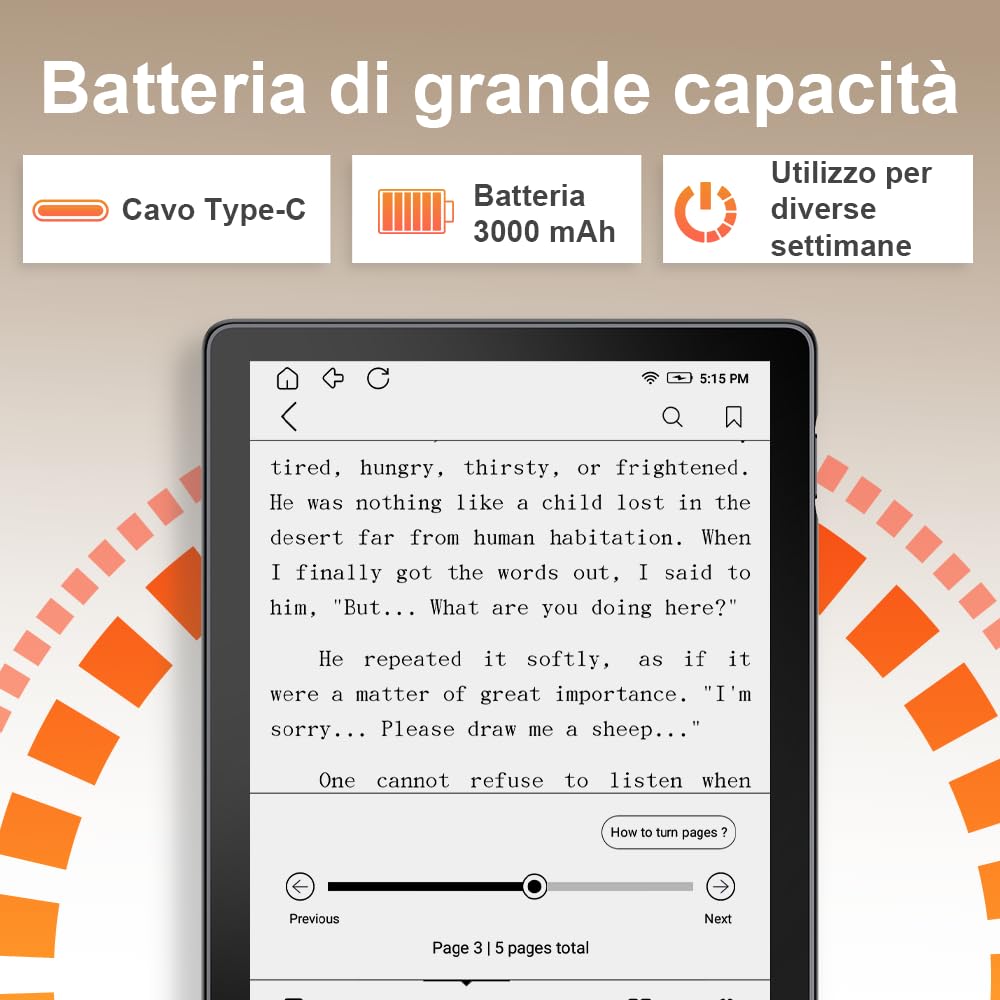 Veidoo - Lettore eBook da 6 pollici con grande schermo E-Ink, 32GB ROM, 758 x 1024, 212 DPI, SMARTlight regolabile, lettore E-book Android, altoparlante integrato, tablet E-Ink con WiFi e cover (Nero)